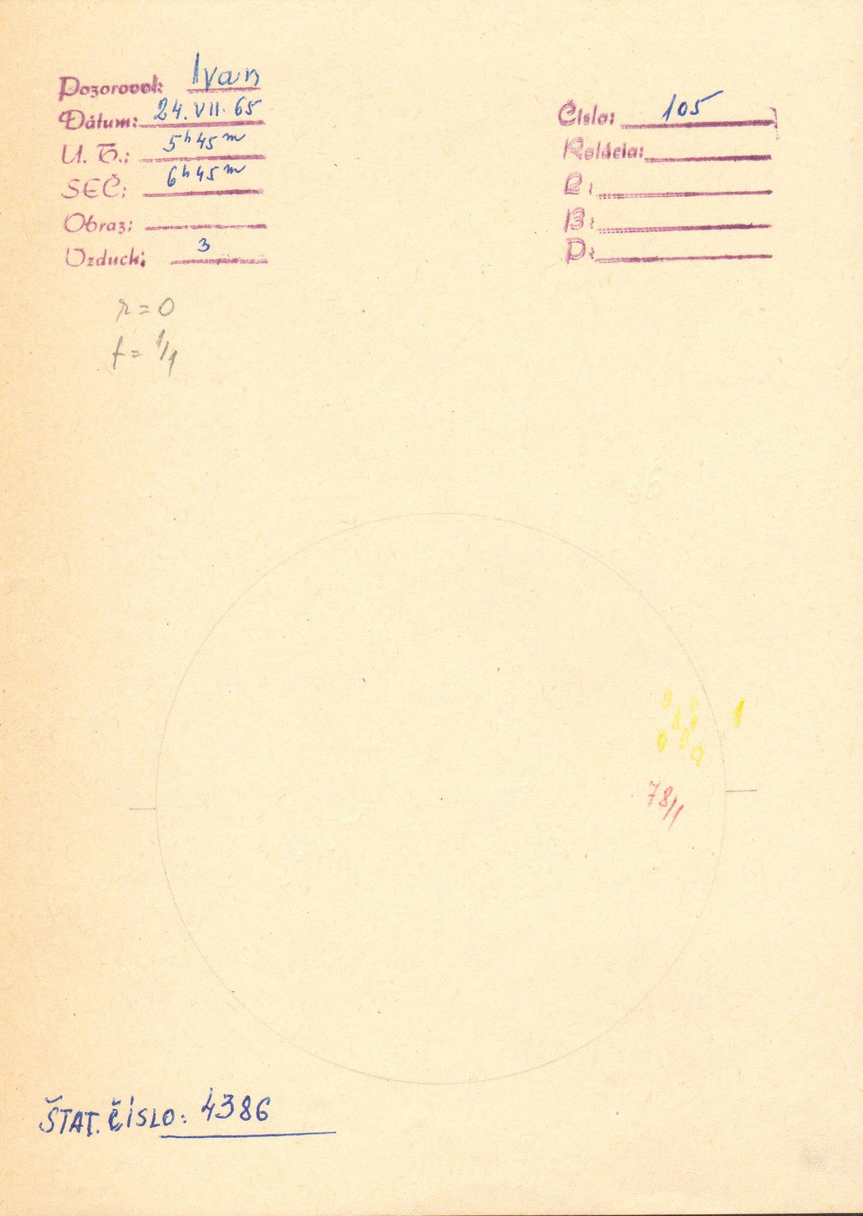 Obrázok zákresu Slnka na deň 24.07.1965