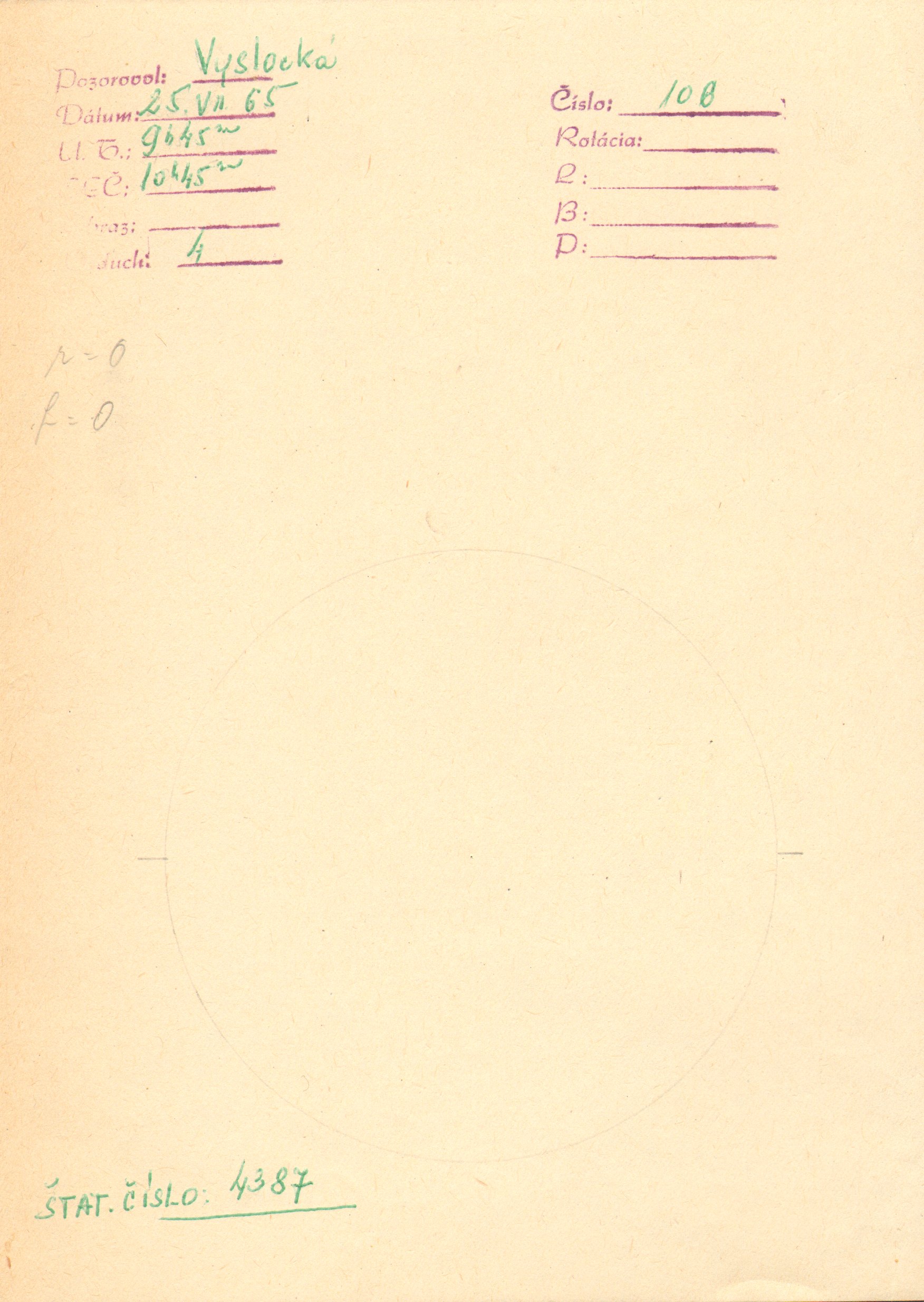 Obrázok zákresu Slnka na deň 25.07.1965
