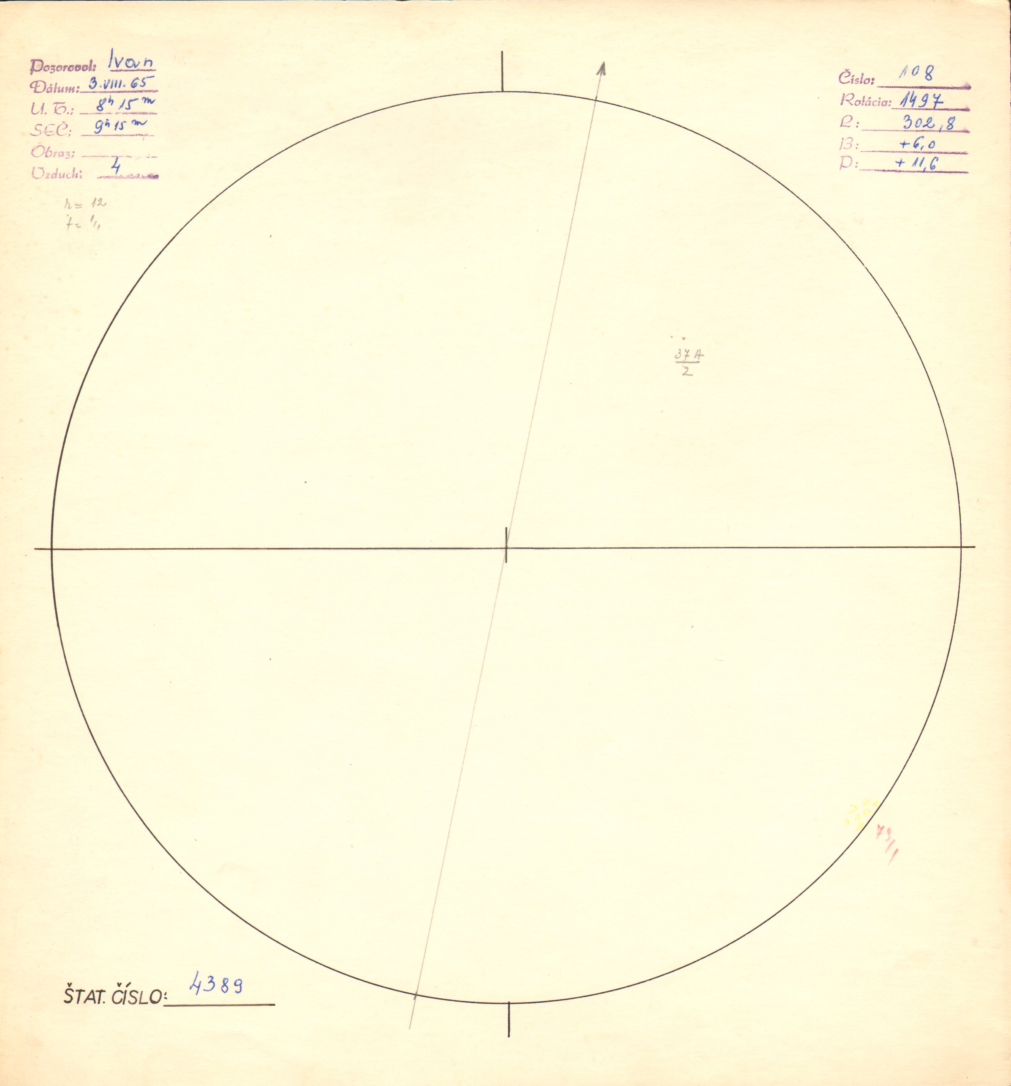 Obrázok zákresu Slnka na deň 03.08.1965