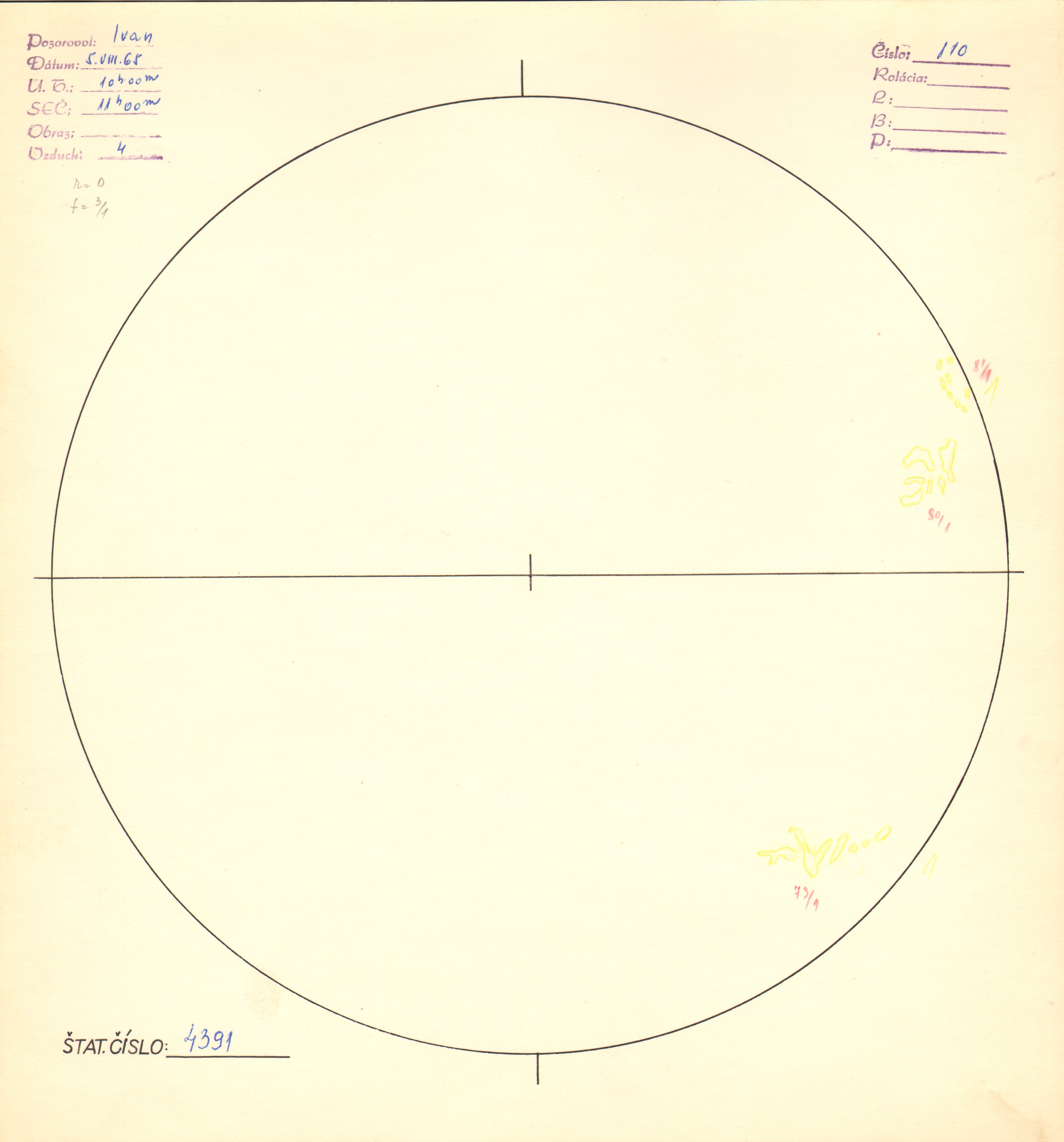 Obrázok zákresu Slnka na deň 05.08.1965