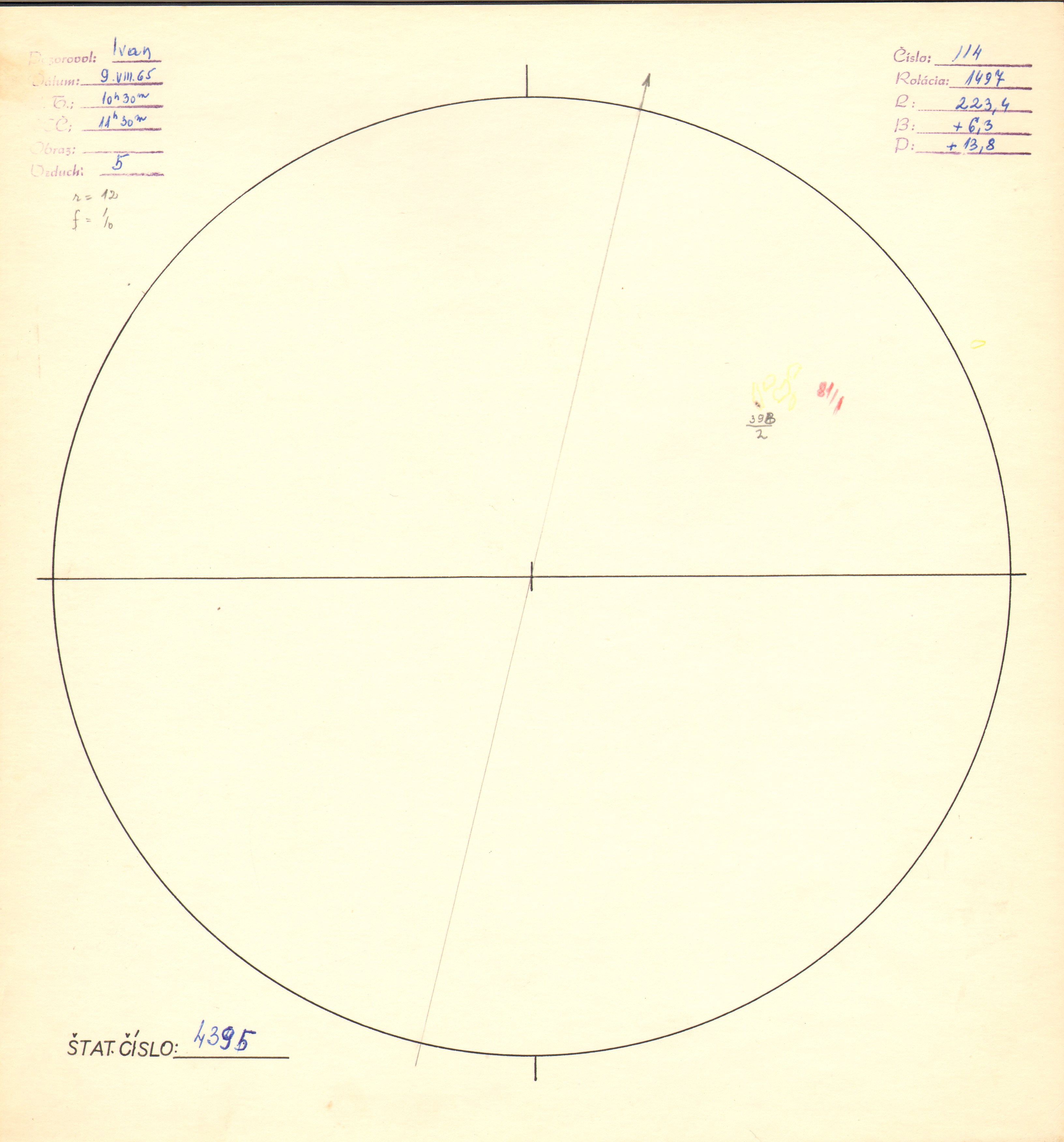 Obrázok zákresu Slnka na deň 09.08.1965