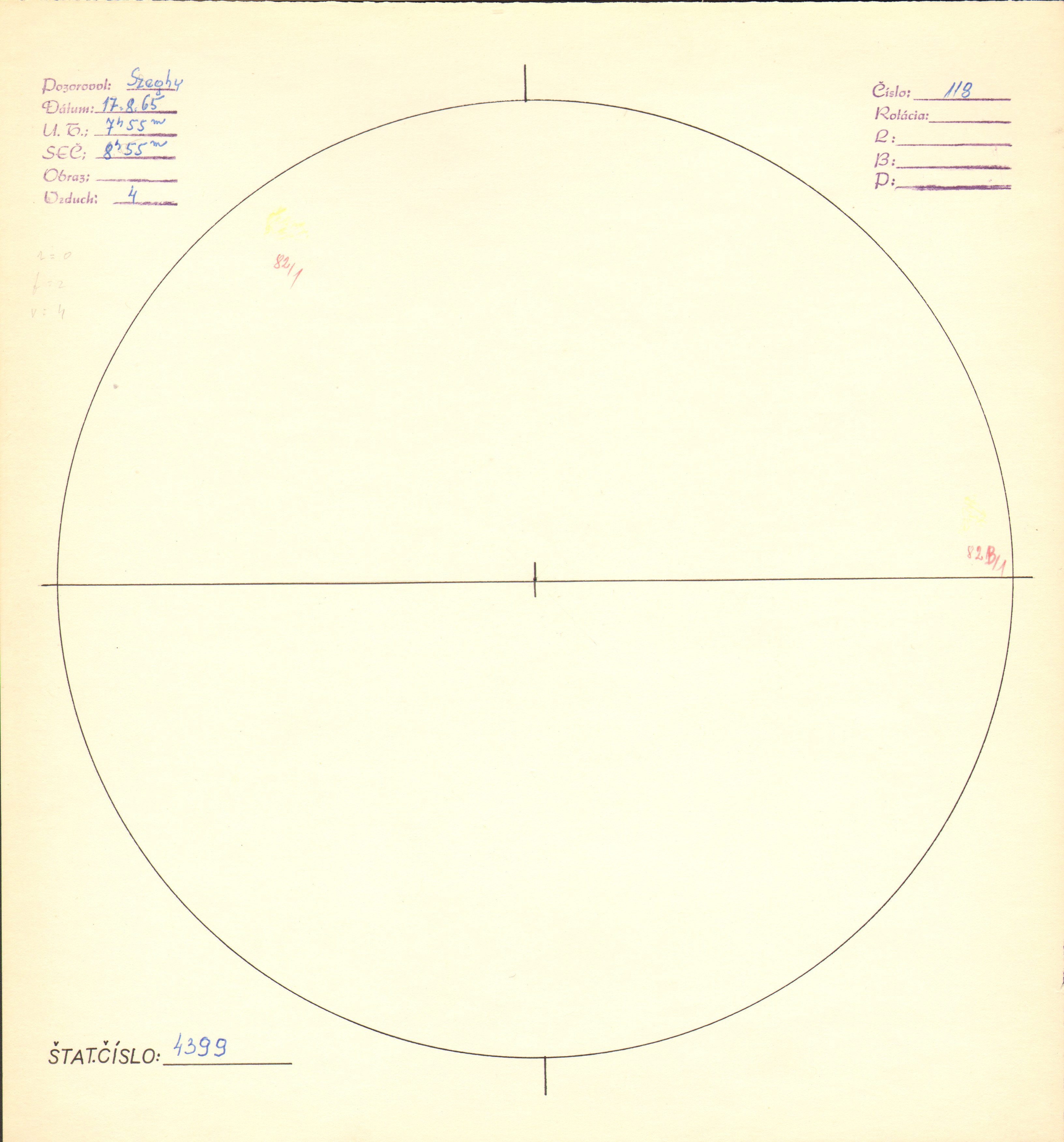 Obrázok zákresu Slnka na deň 17.08.1965