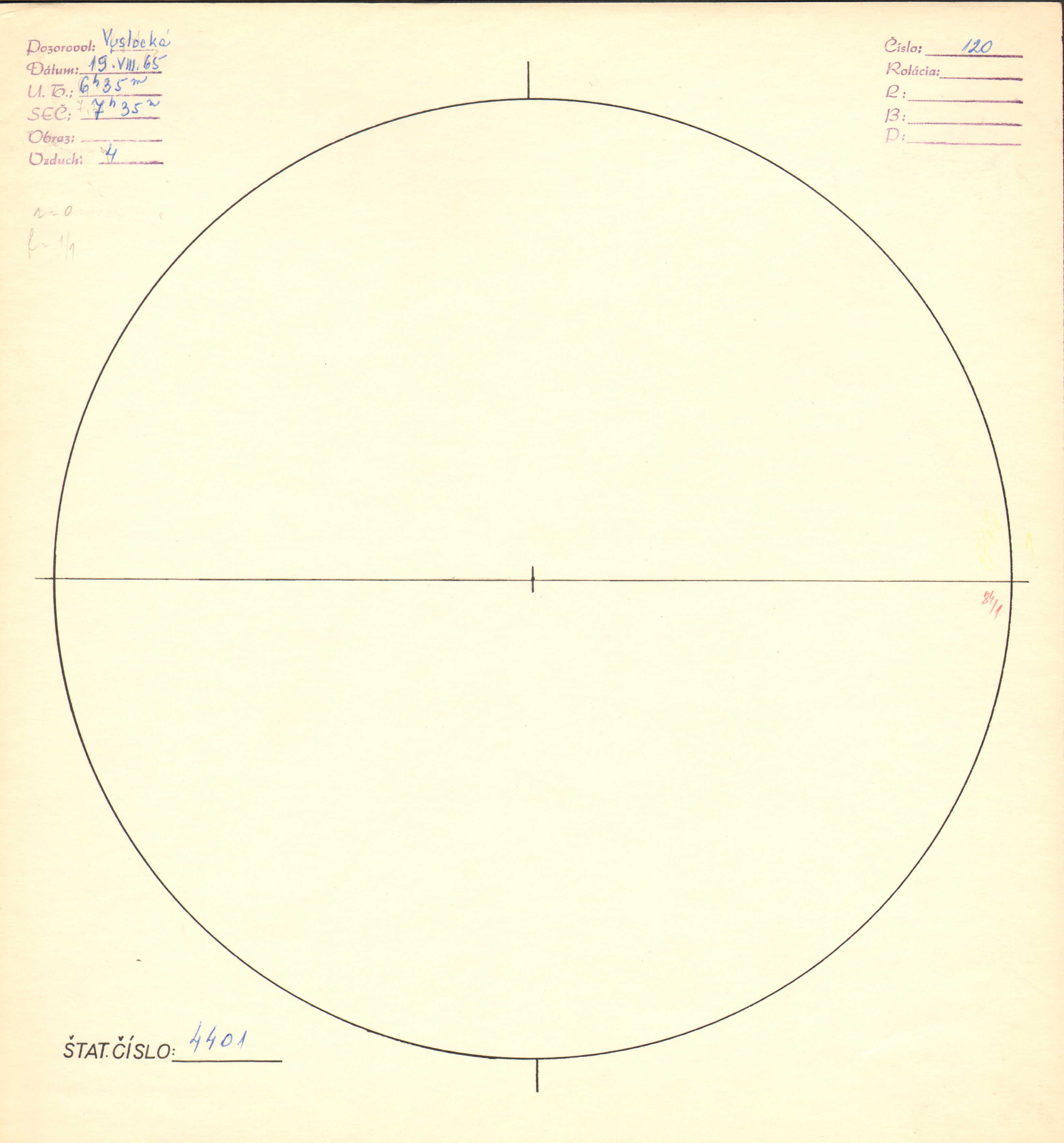 Obrázok zákresu Slnka na deň 19.08.1965