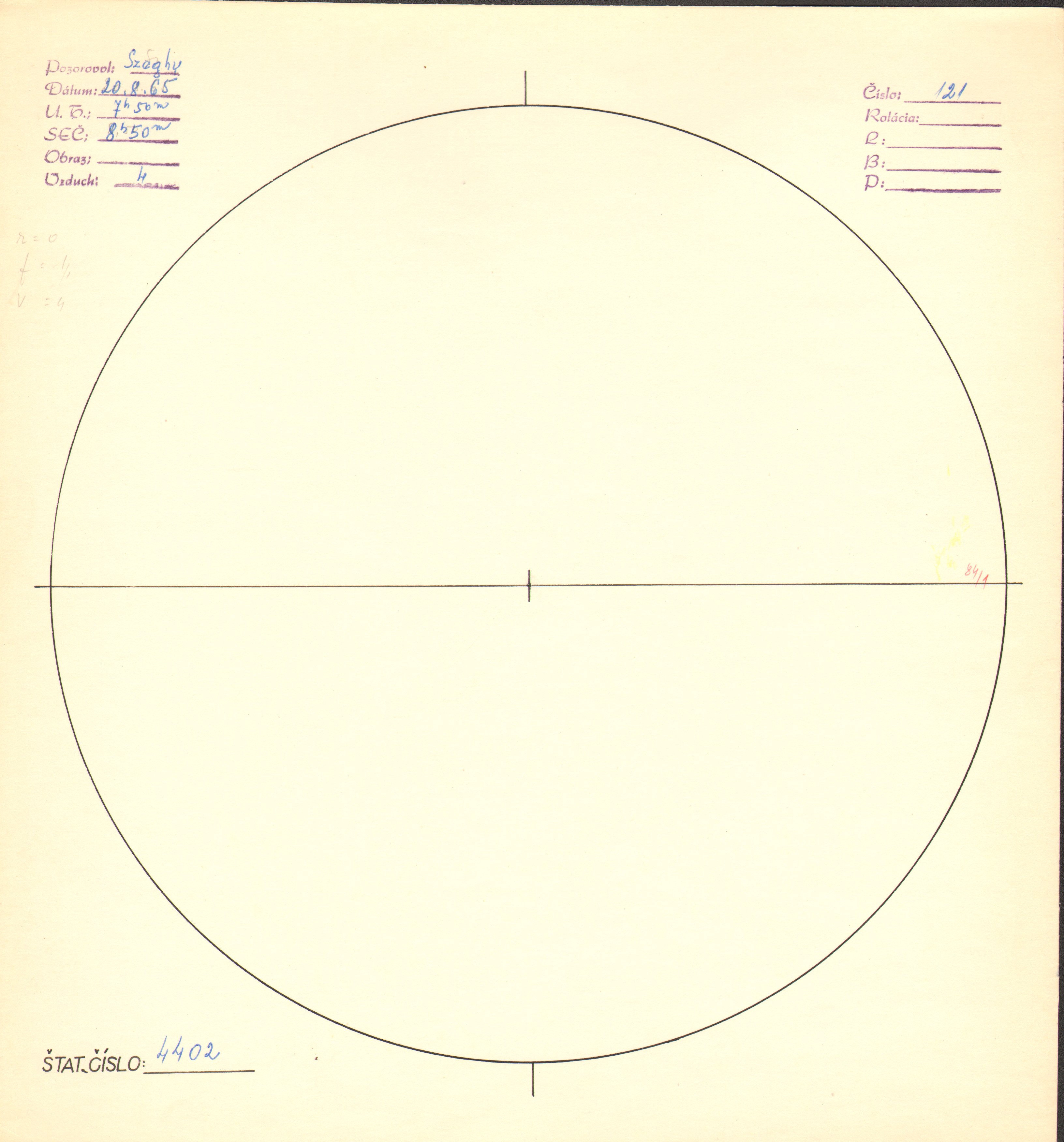 Obrázok zákresu Slnka na deň 20.08.1965