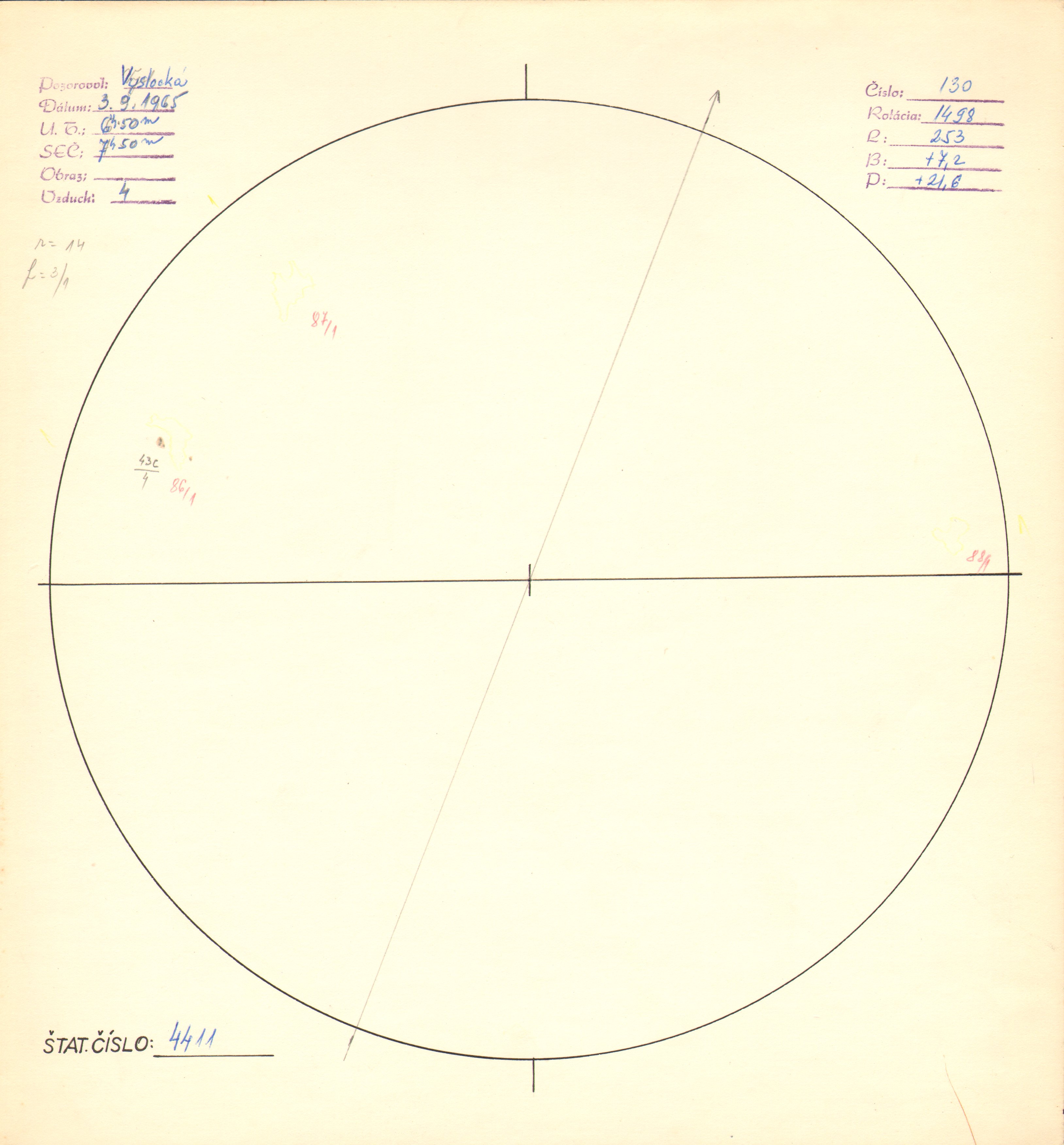 Obrázok zákresu Slnka na deň 03.09.1965