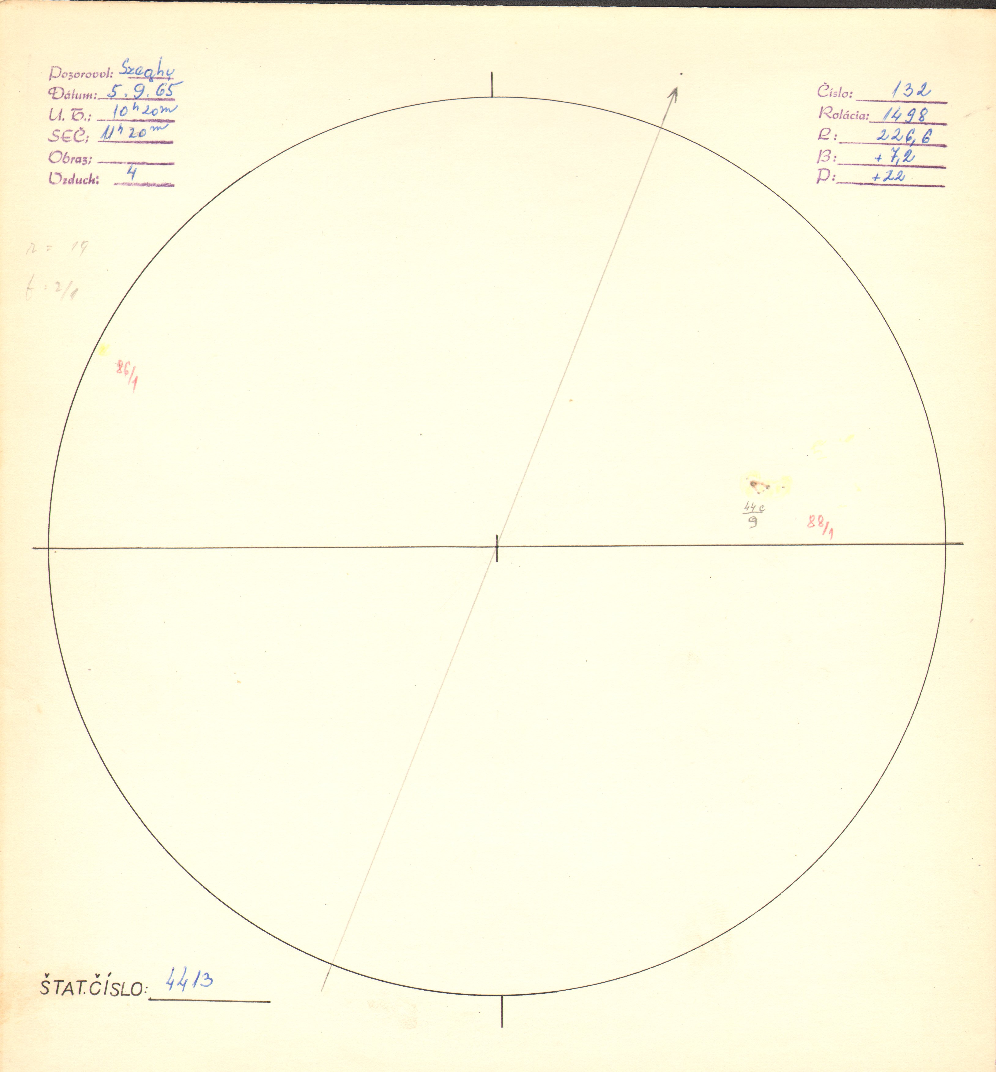 Obrázok zákresu Slnka na deň 05.09.1965