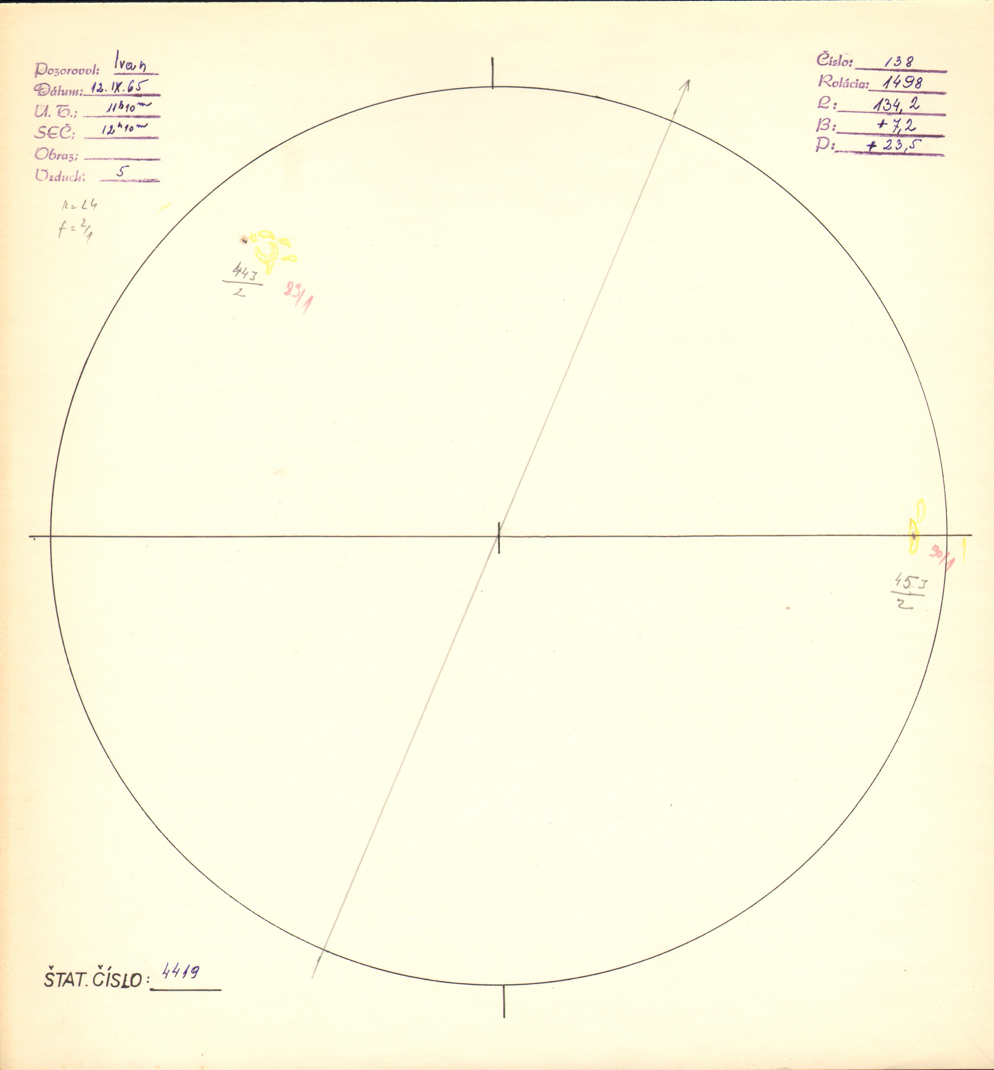 Obrázok zákresu Slnka na deň 12.09.1965
