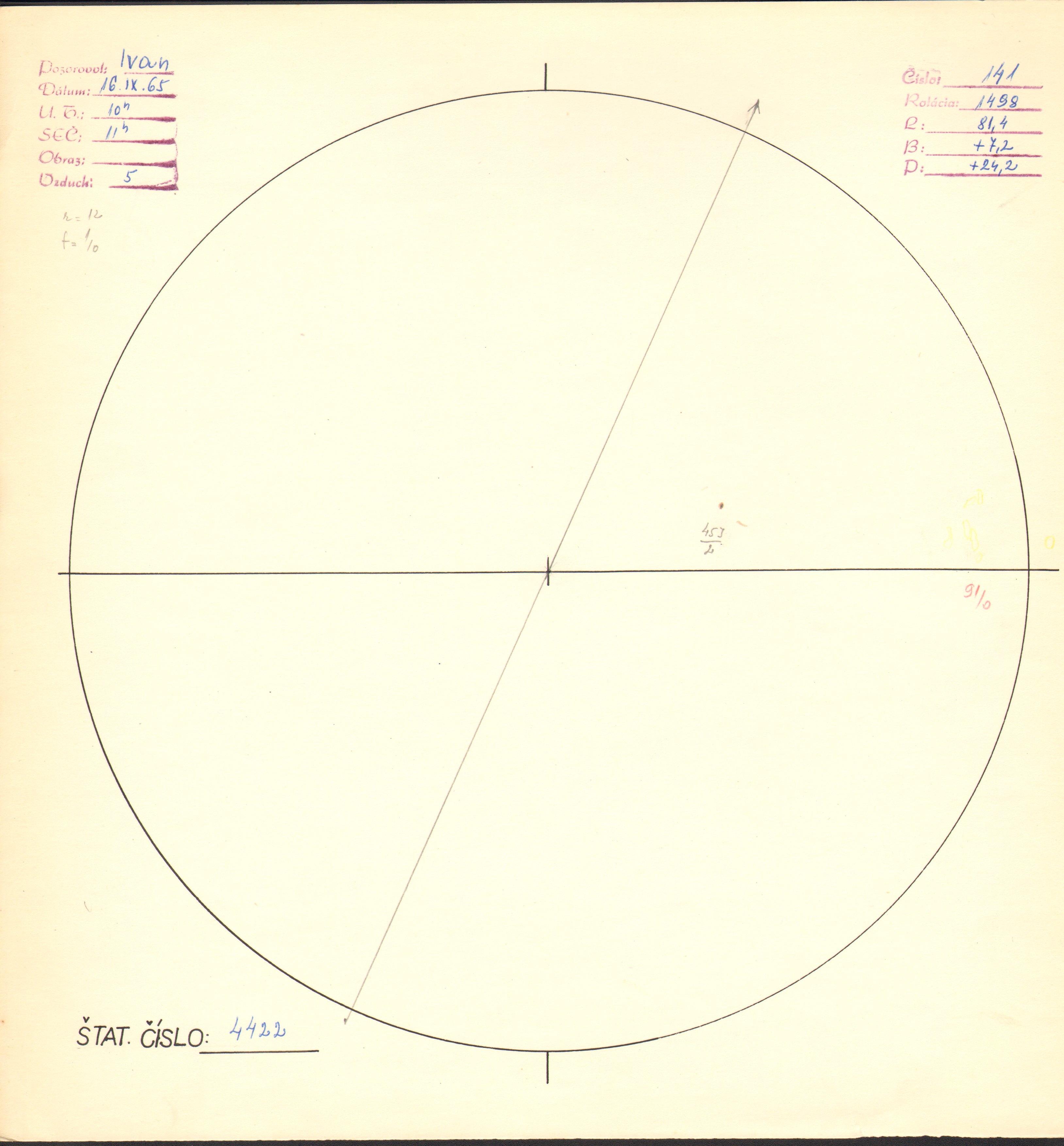 Obrázok zákresu Slnka na deň 16.09.1965