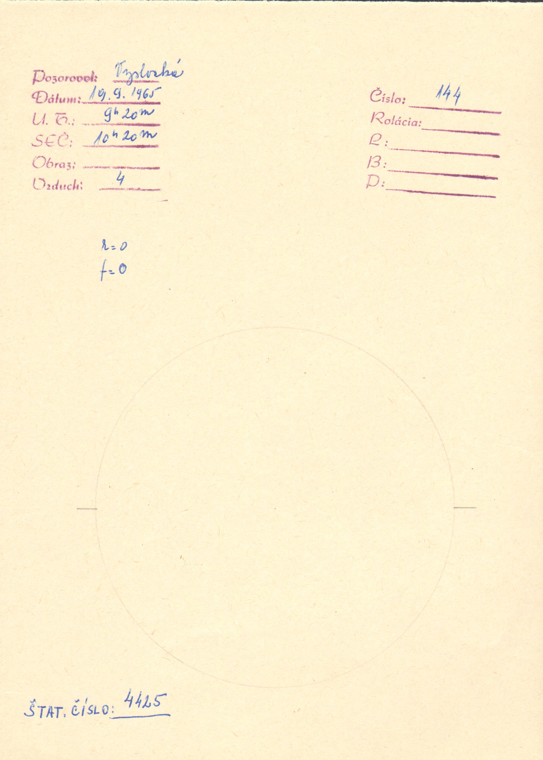 Obrázok zákresu Slnka na deň 19.09.1965
