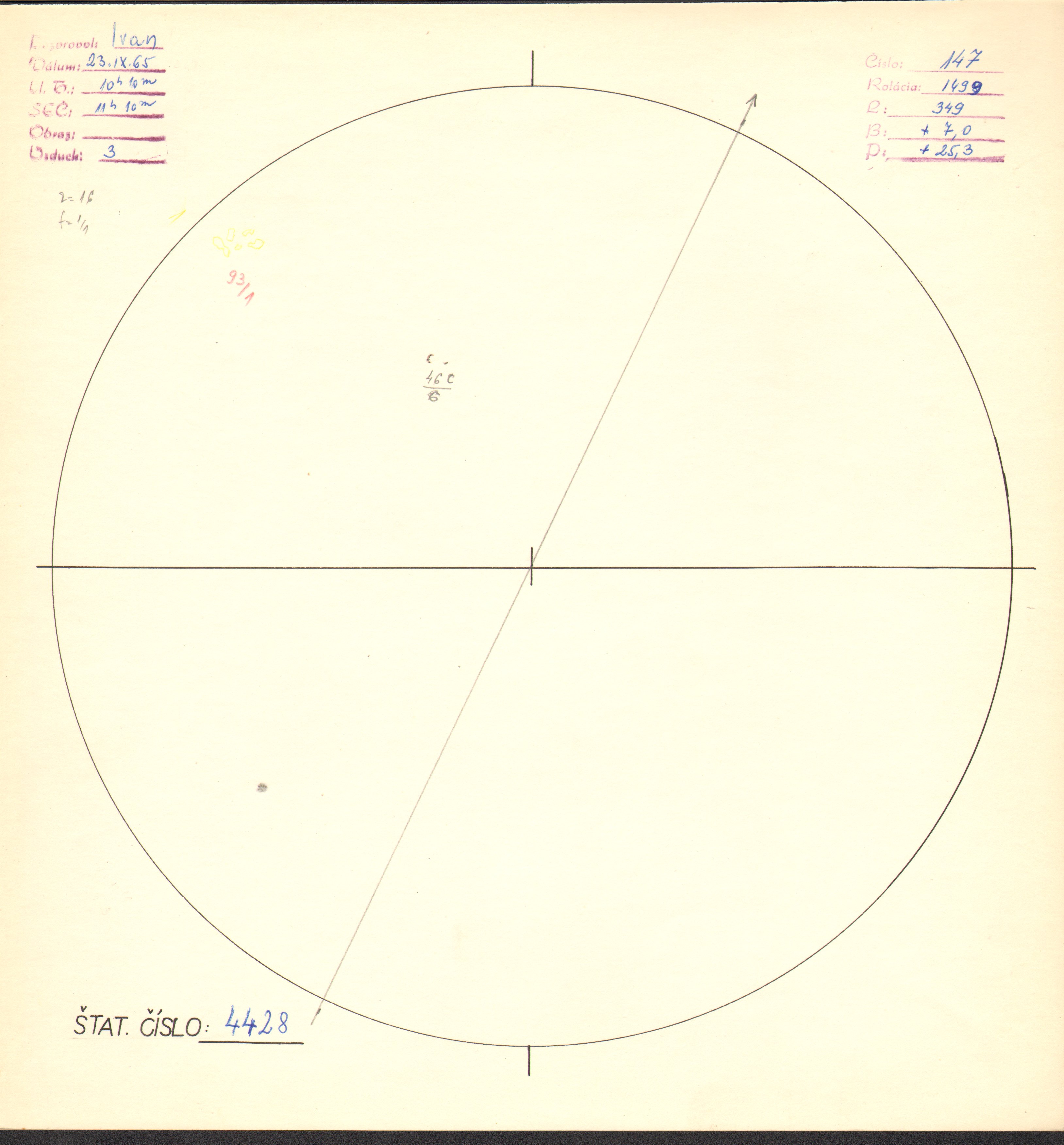 Obrázok zákresu Slnka na deň 23.09.1965