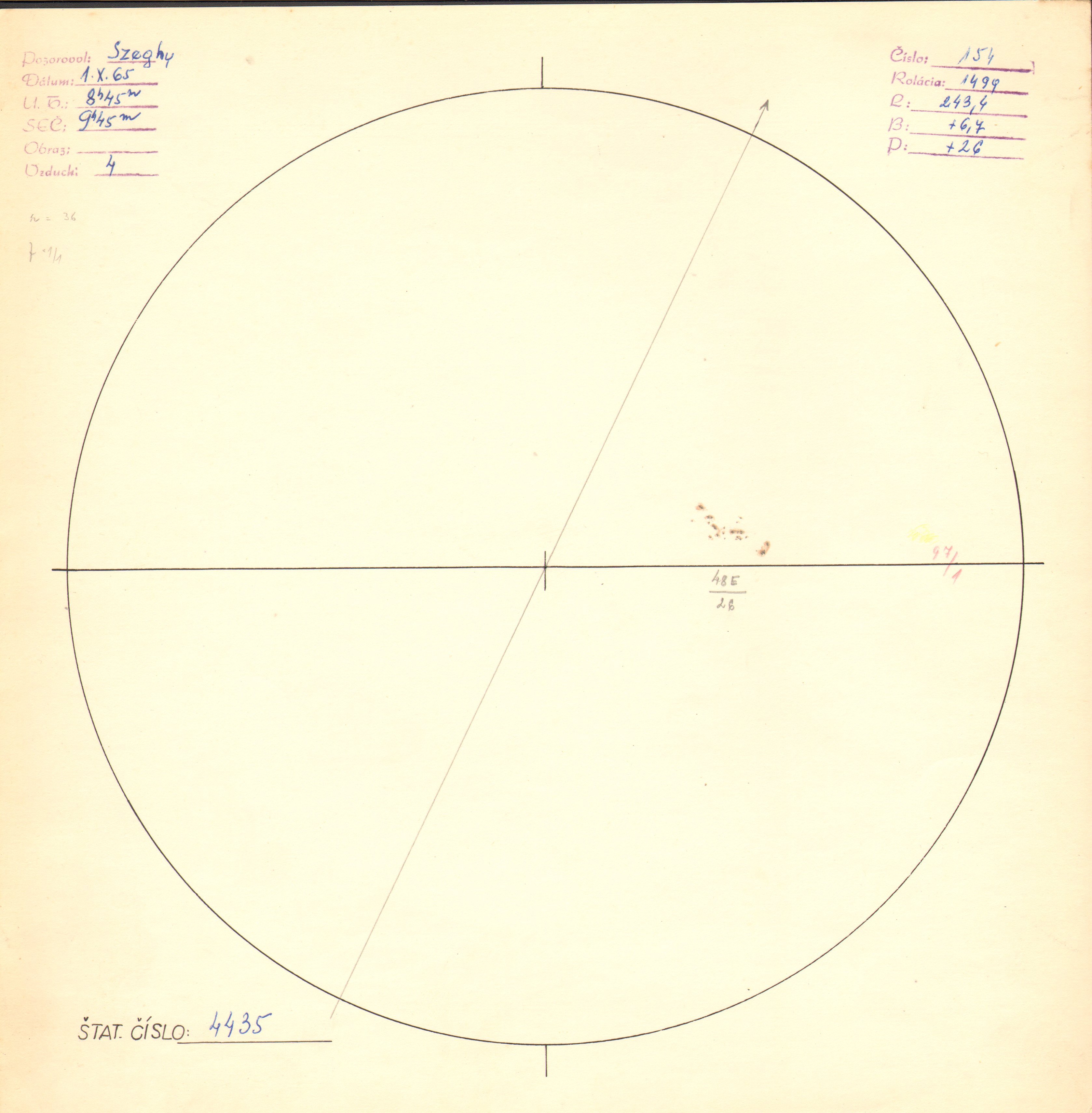 Obrázok zákresu Slnka na deň 01.10.1965