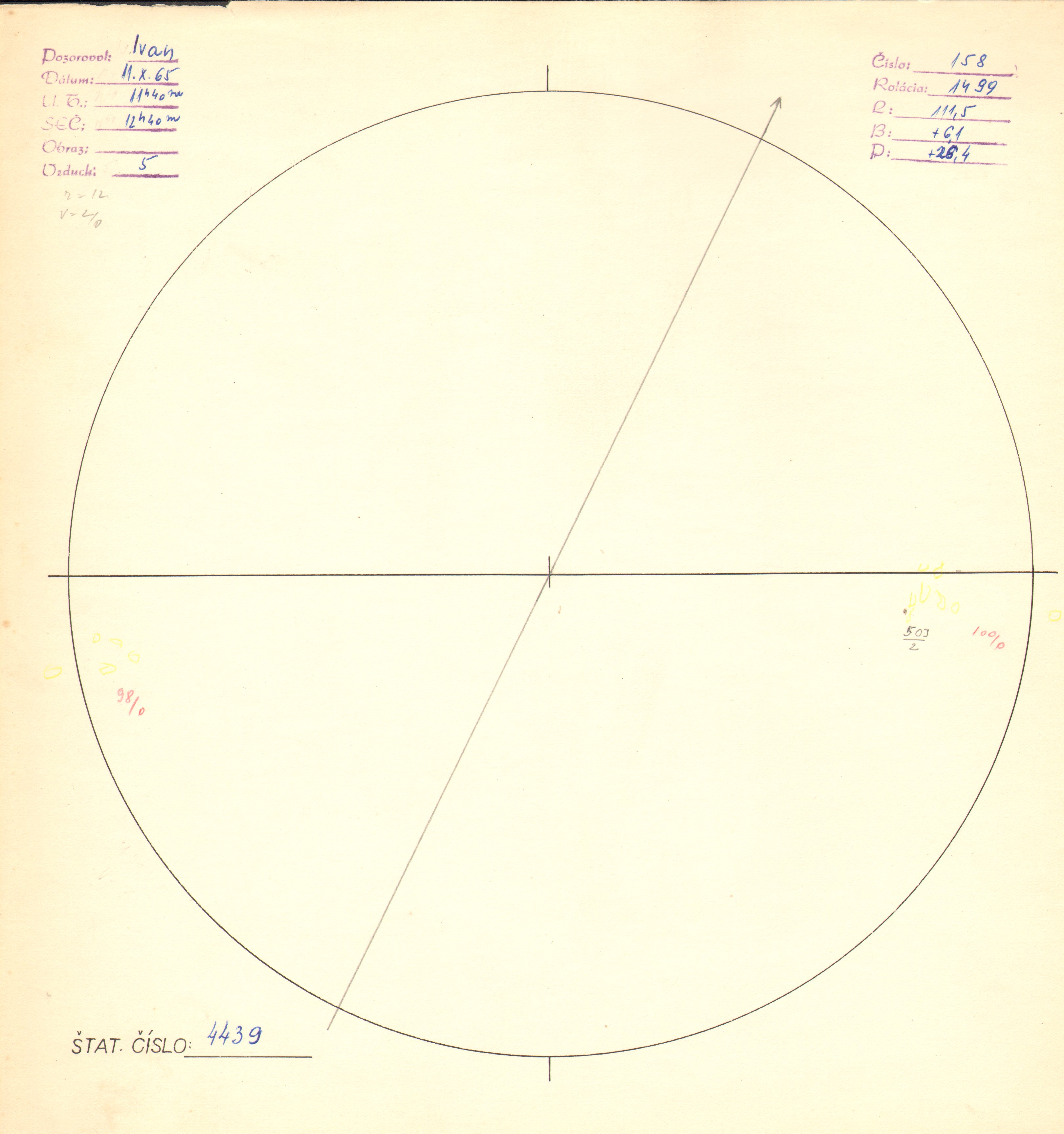 Obrázok zákresu Slnka na deň 11.10.1965