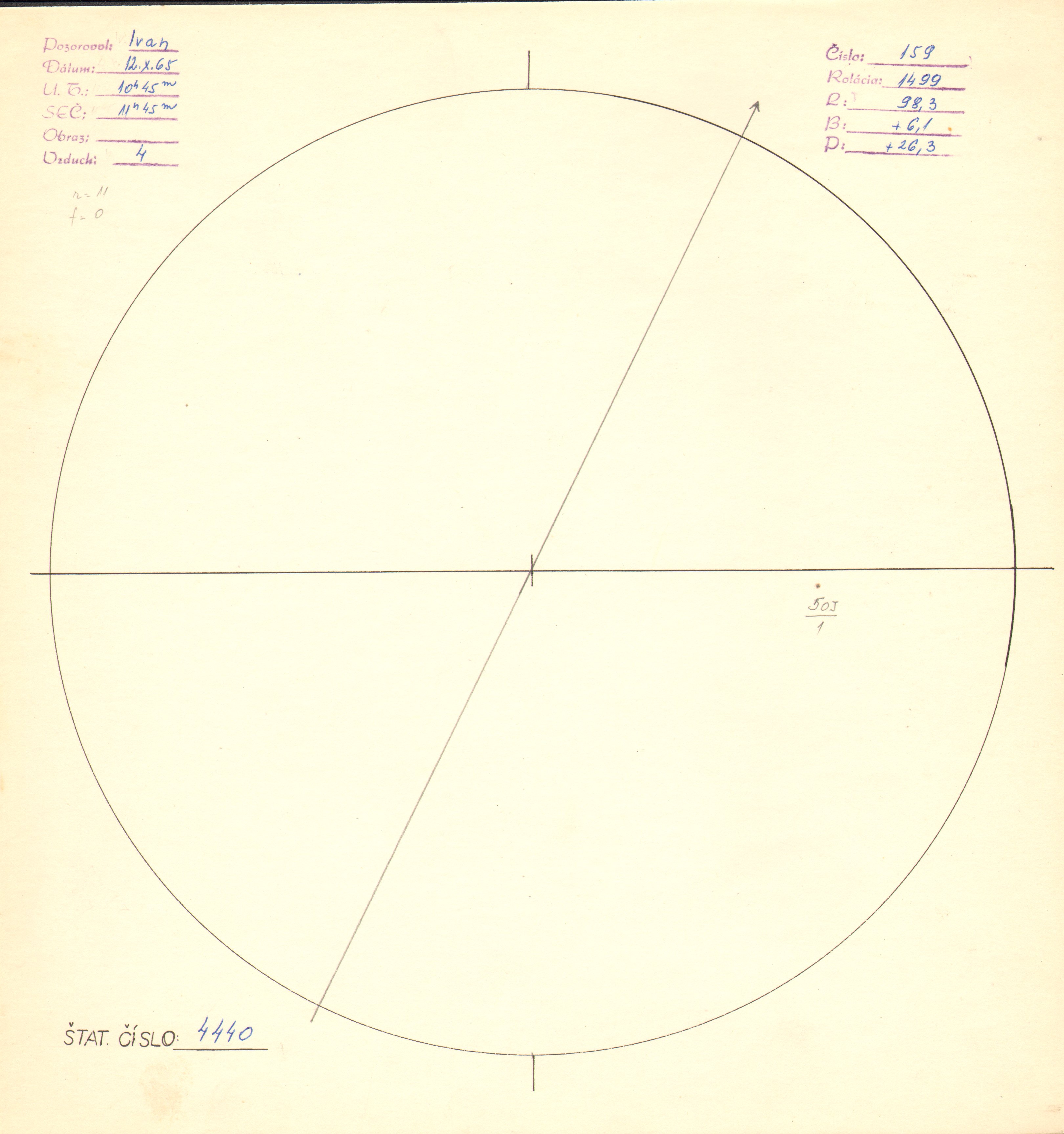 Obrázok zákresu Slnka na deň 12.10.1965