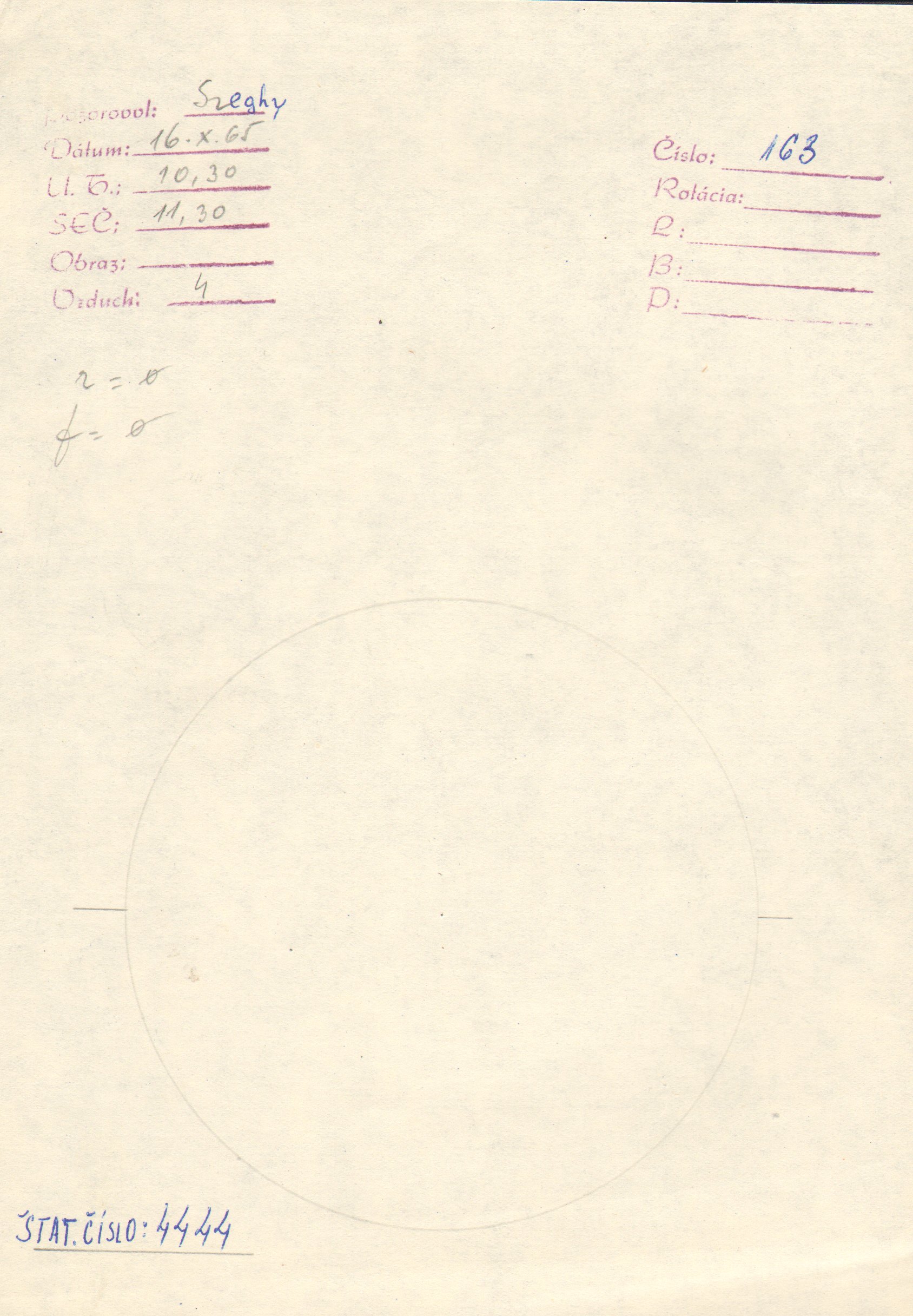 Obrázok zákresu Slnka na deň 16.10.1965