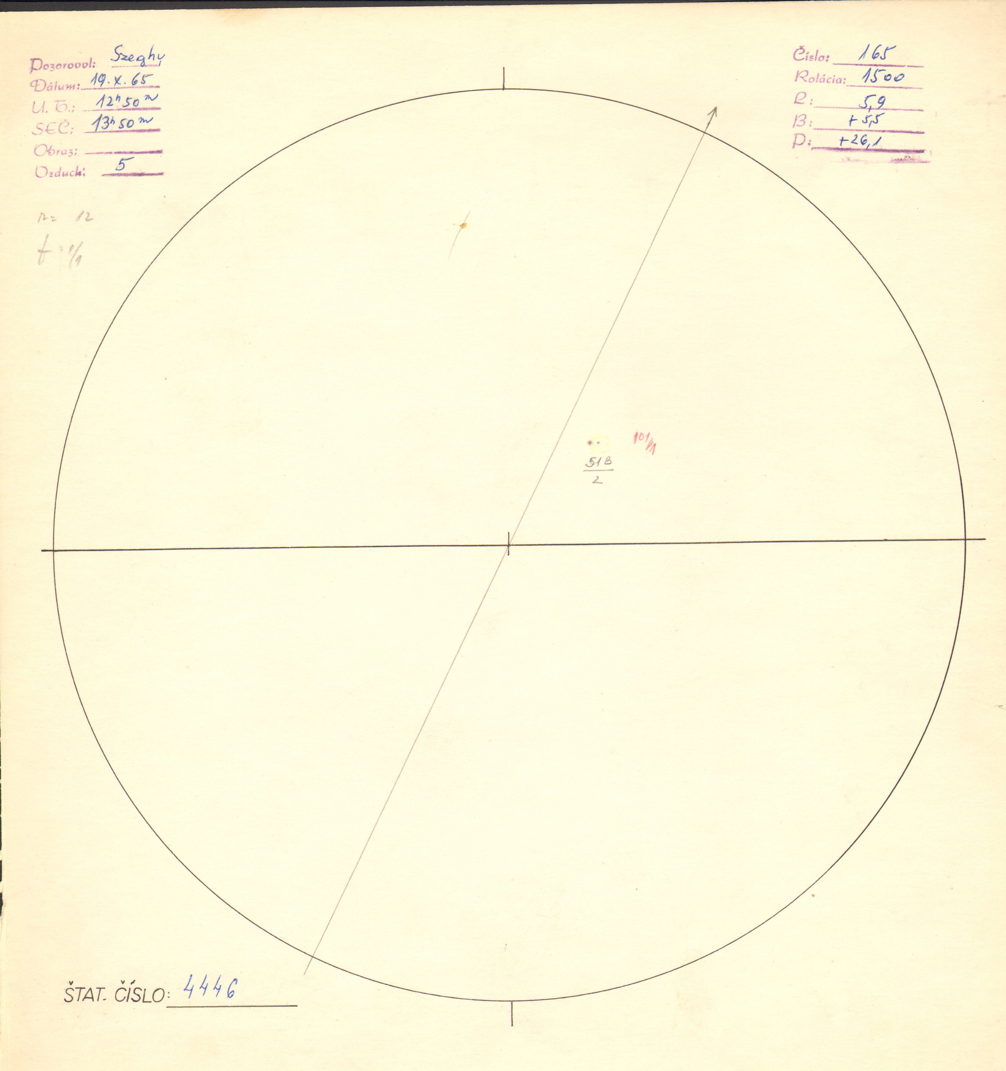 Obrázok zákresu Slnka na deň 19.10.1965