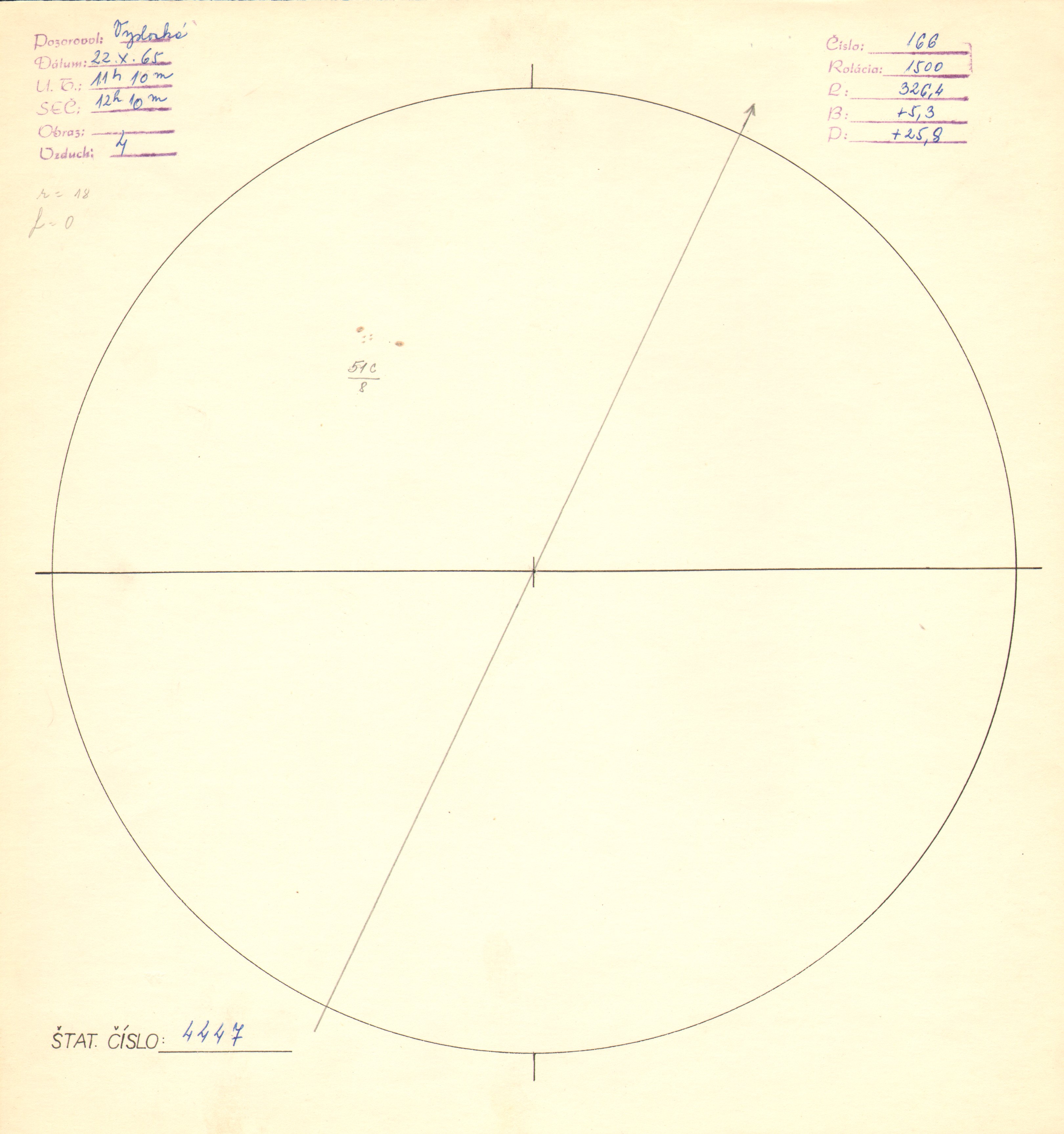 Obrázok zákresu Slnka na deň 22.10.1965