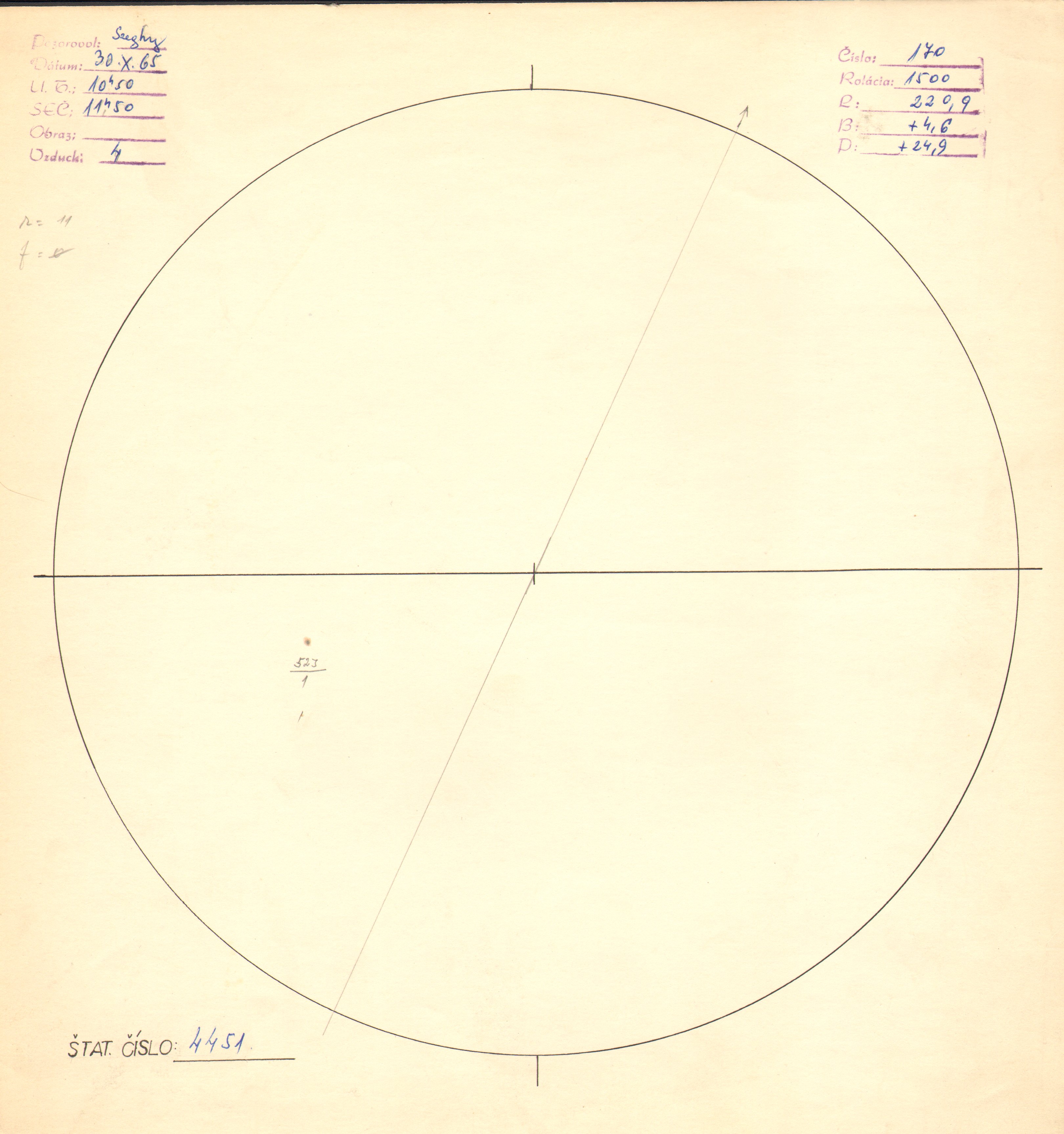 Obrázok zákresu Slnka na deň 30.10.1965