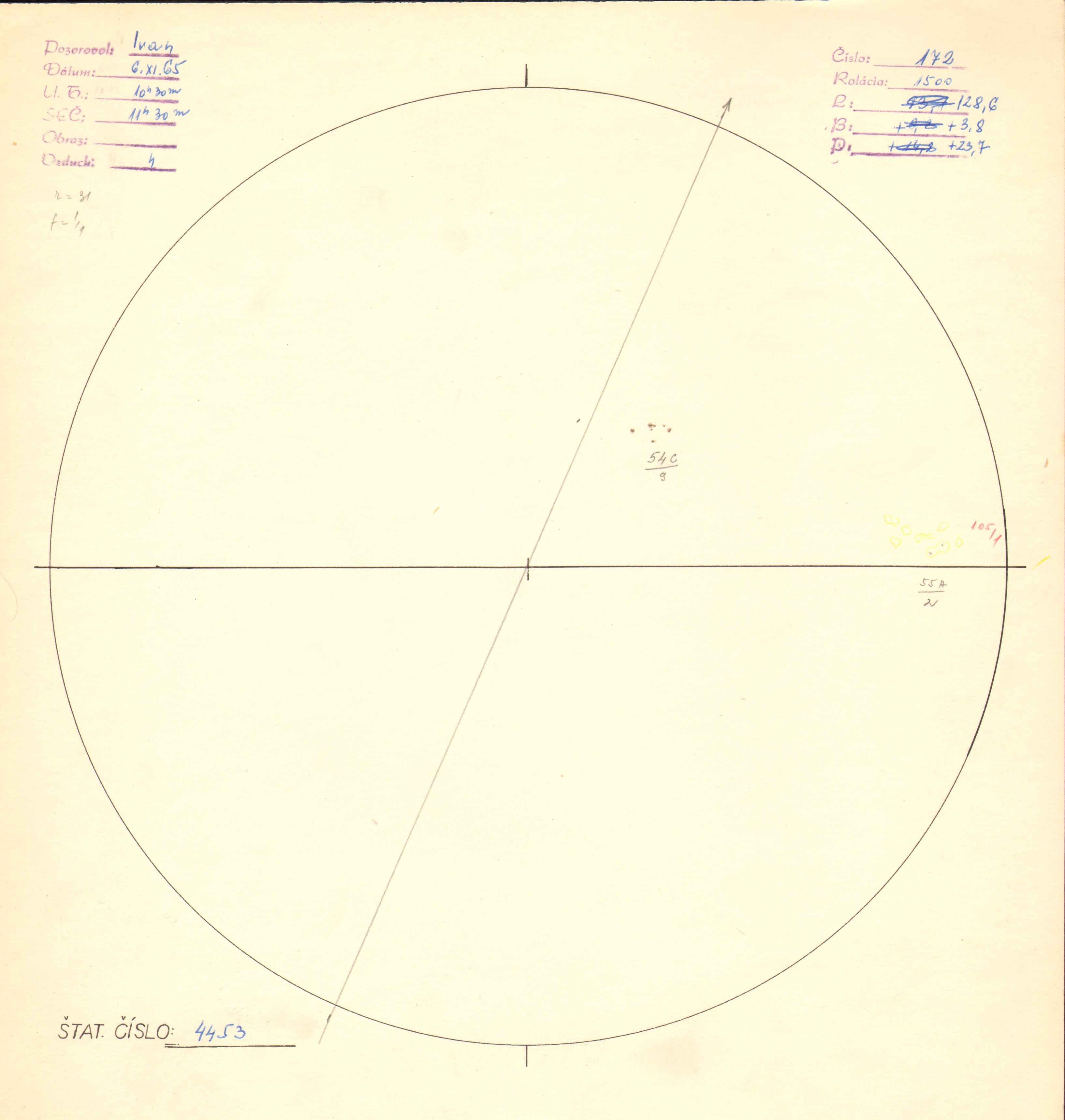 Obrázok zákresu Slnka na deň 06.11.1965