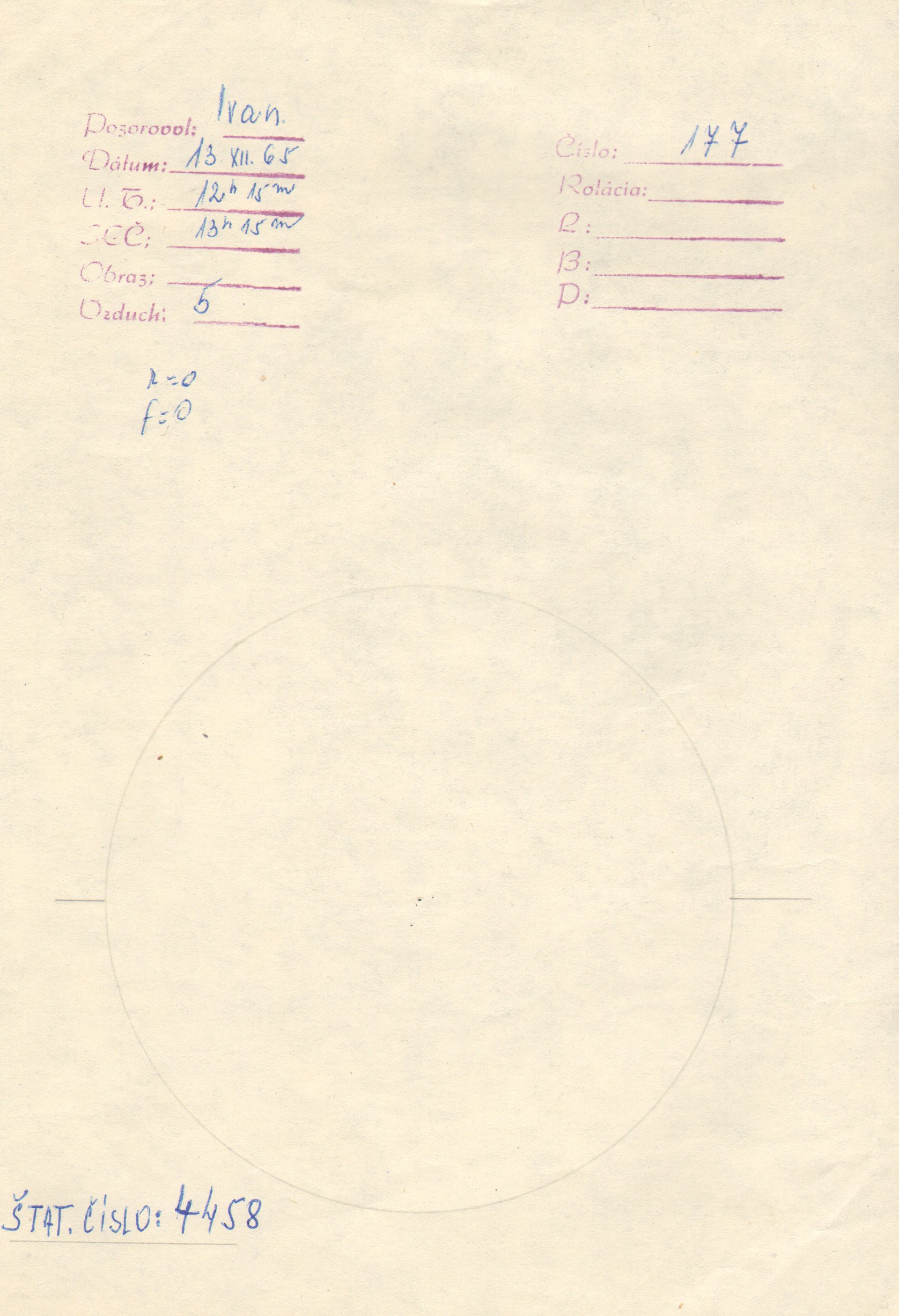 Obrázok zákresu Slnka na deň 13.12.1965