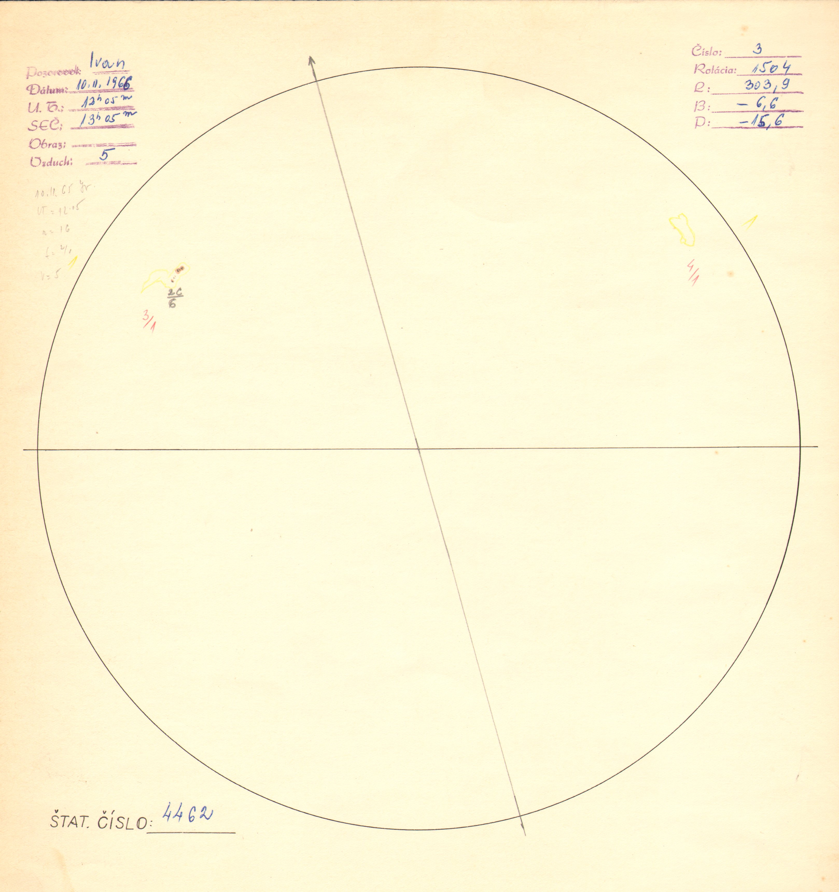 Obrázok zákresu Slnka na deň 10.02.1966