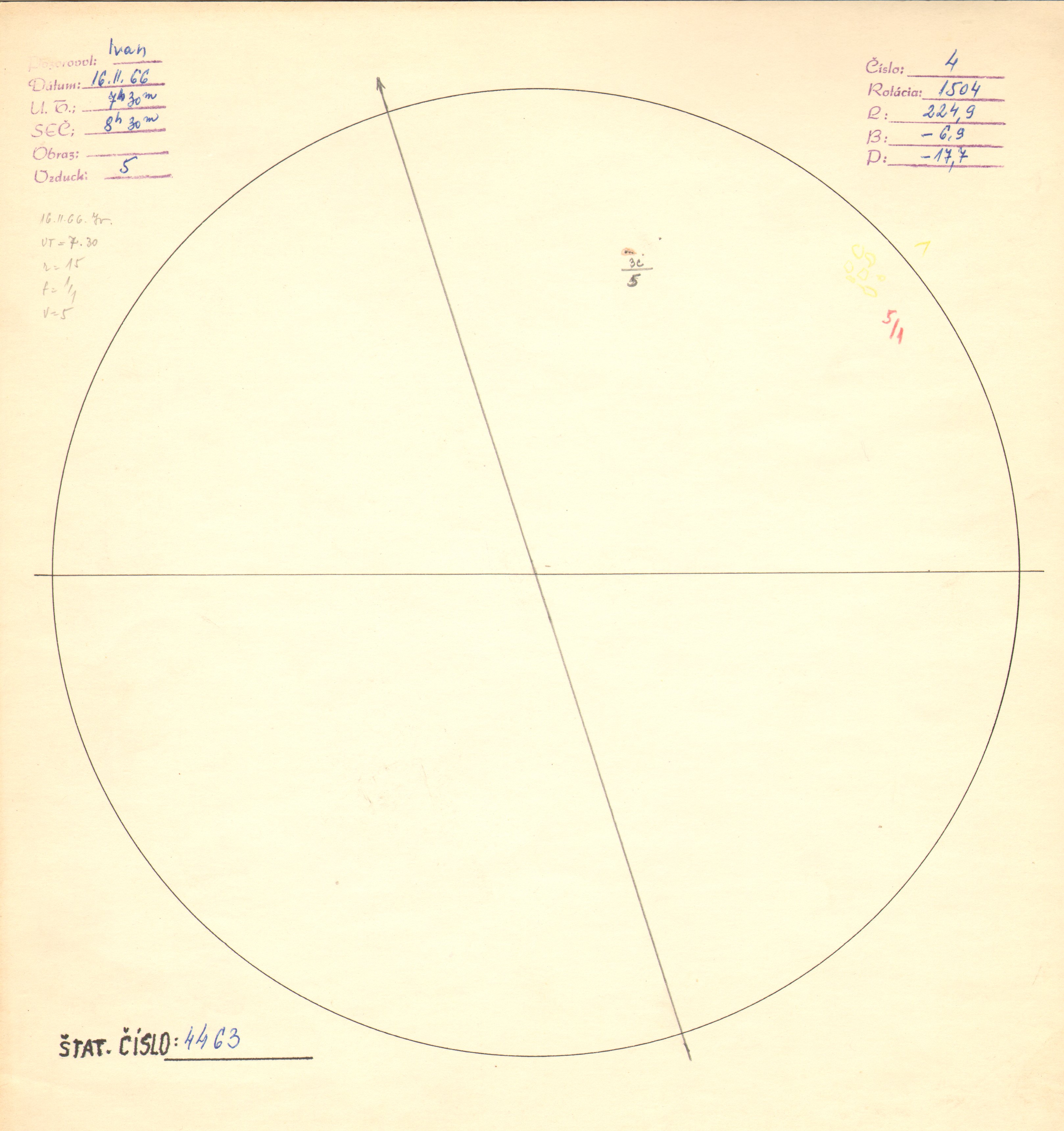 Obrázok zákresu Slnka na deň 16.02.1966
