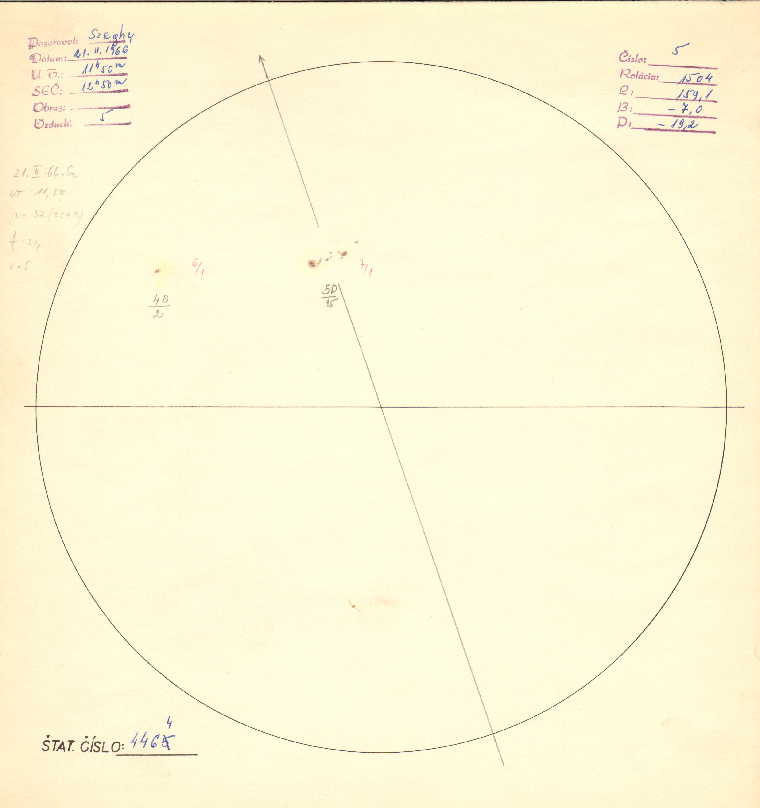 Obrázok zákresu Slnka na deň 21.02.1966