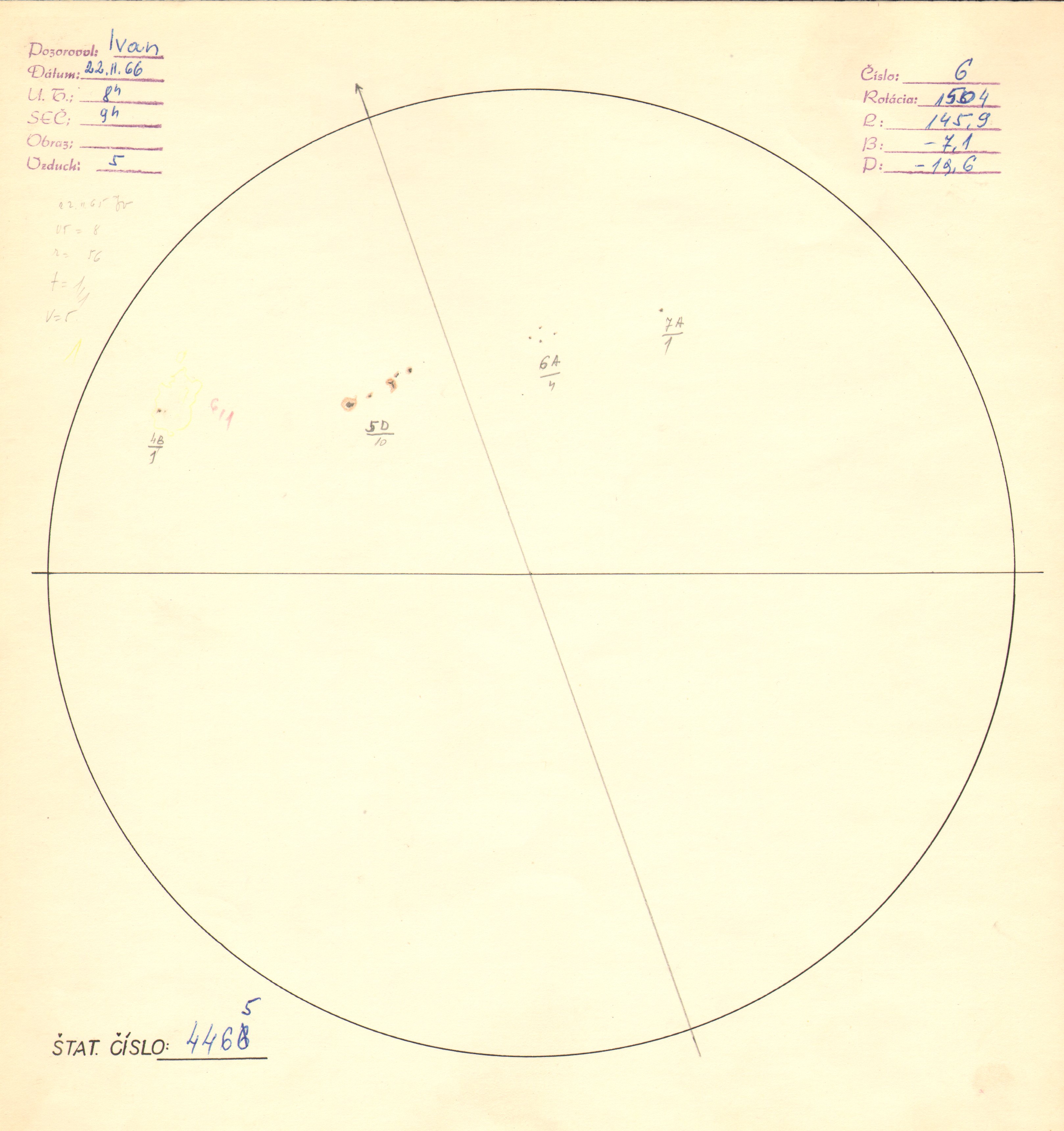 Obrázok zákresu Slnka na deň 22.02.1966