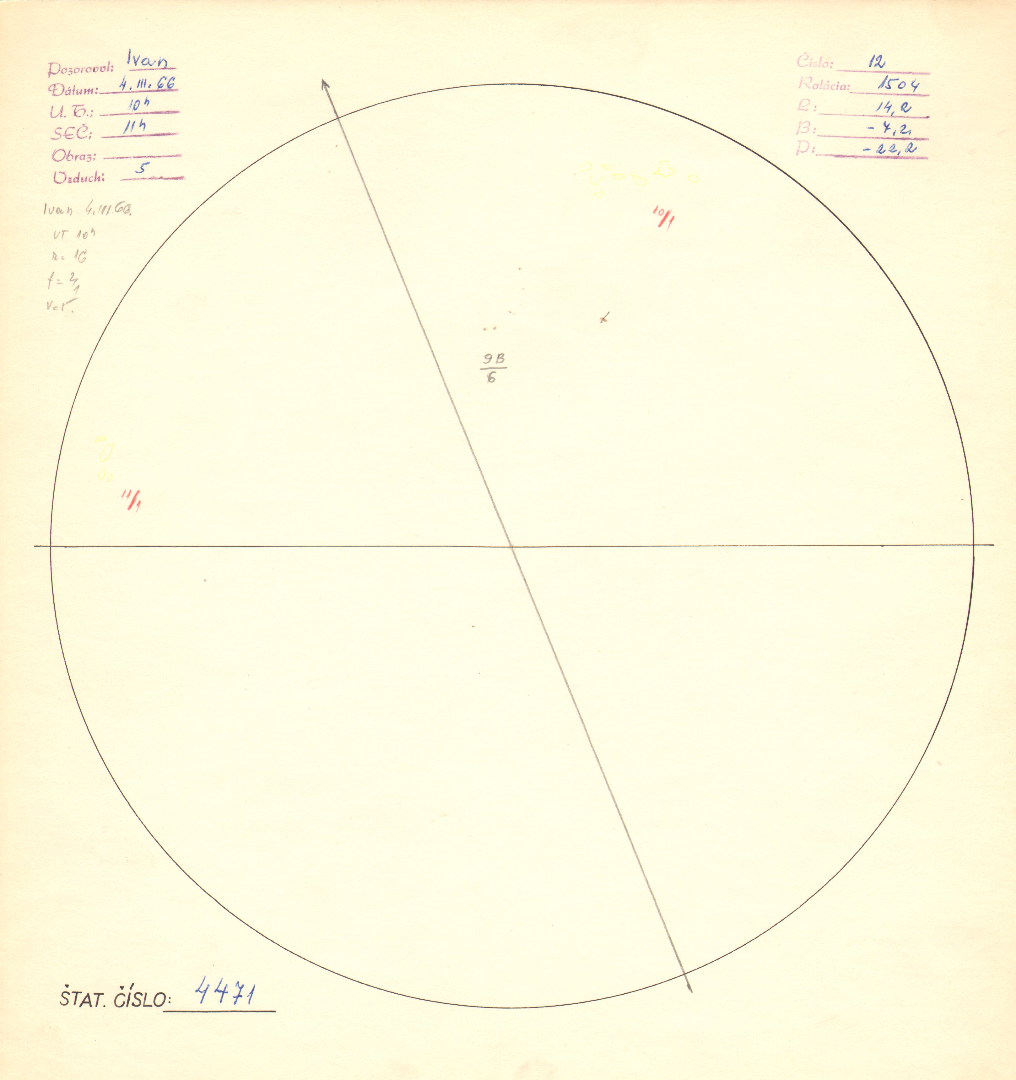 Obrázok zákresu Slnka na deň 04.03.1966