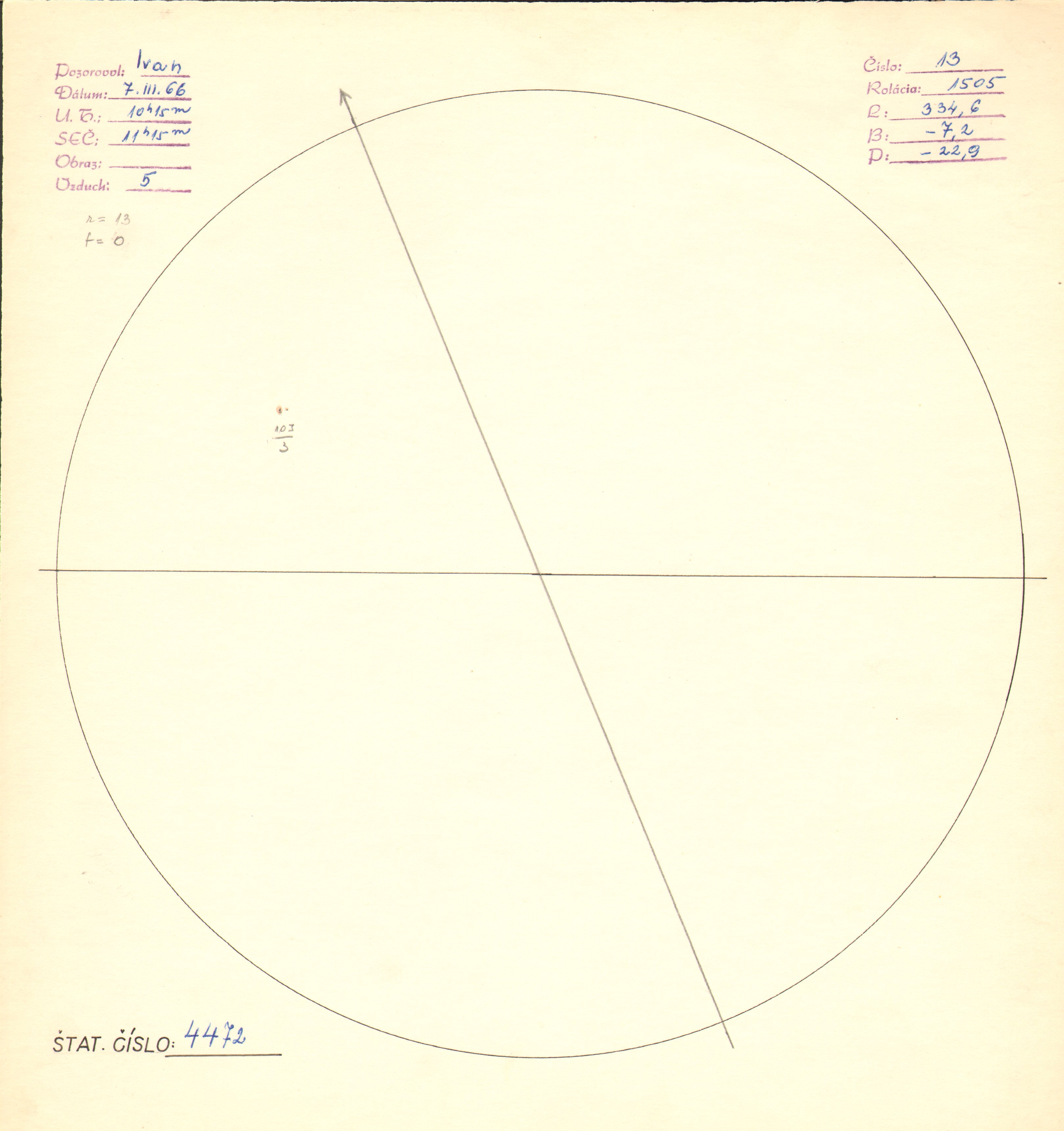 Obrázok zákresu Slnka na deň 07.03.1966