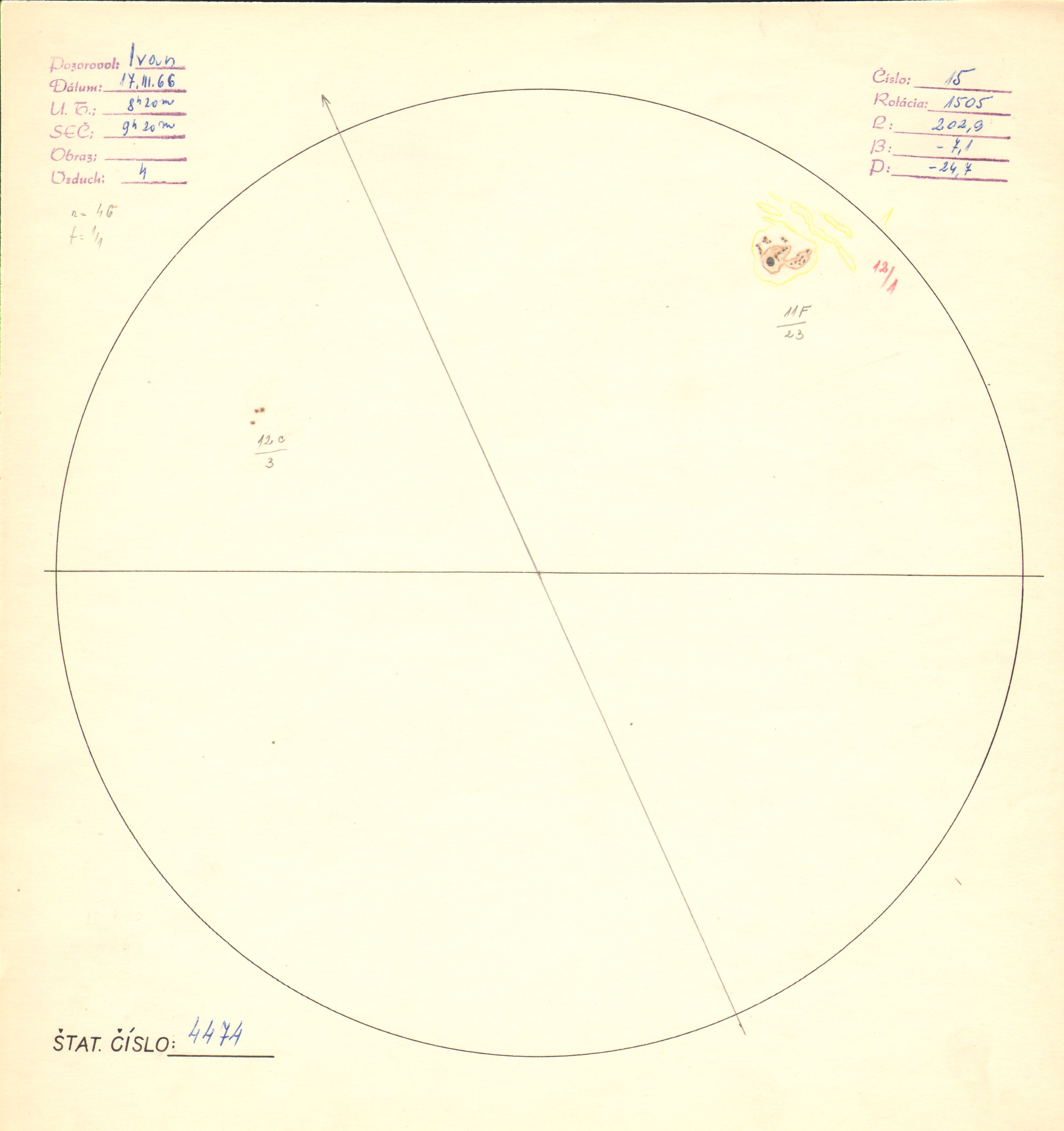 Obrázok zákresu Slnka na deň 17.03.1966