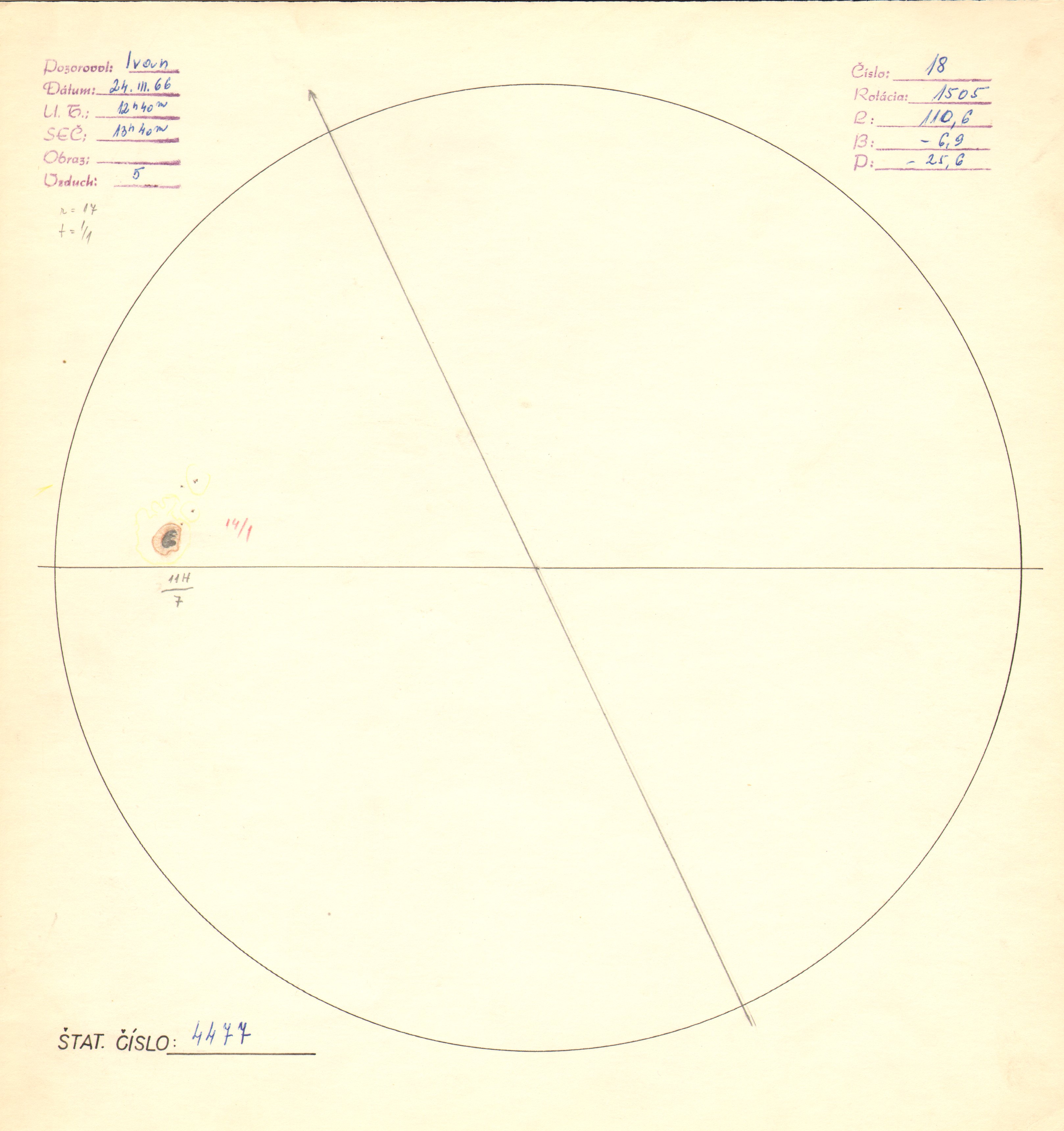 Obrázok zákresu Slnka na deň 24.03.1966