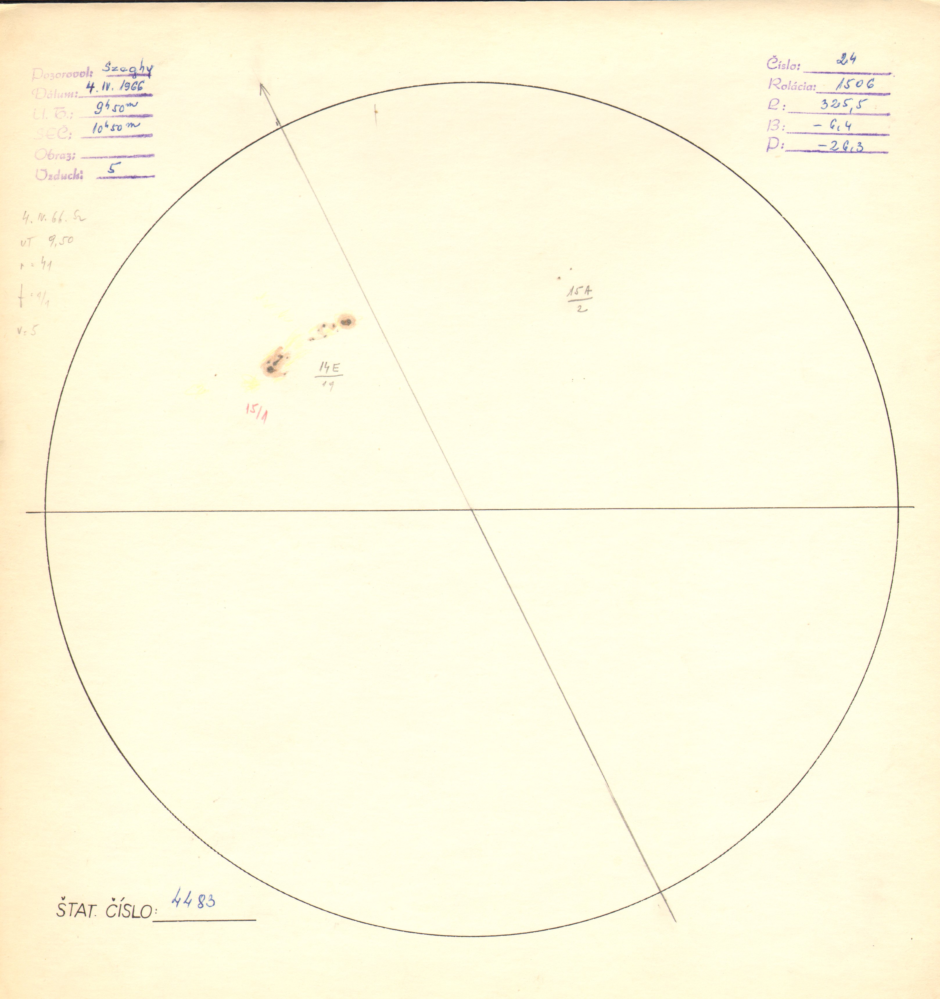 Obrázok zákresu Slnka na deň 04.04.1966