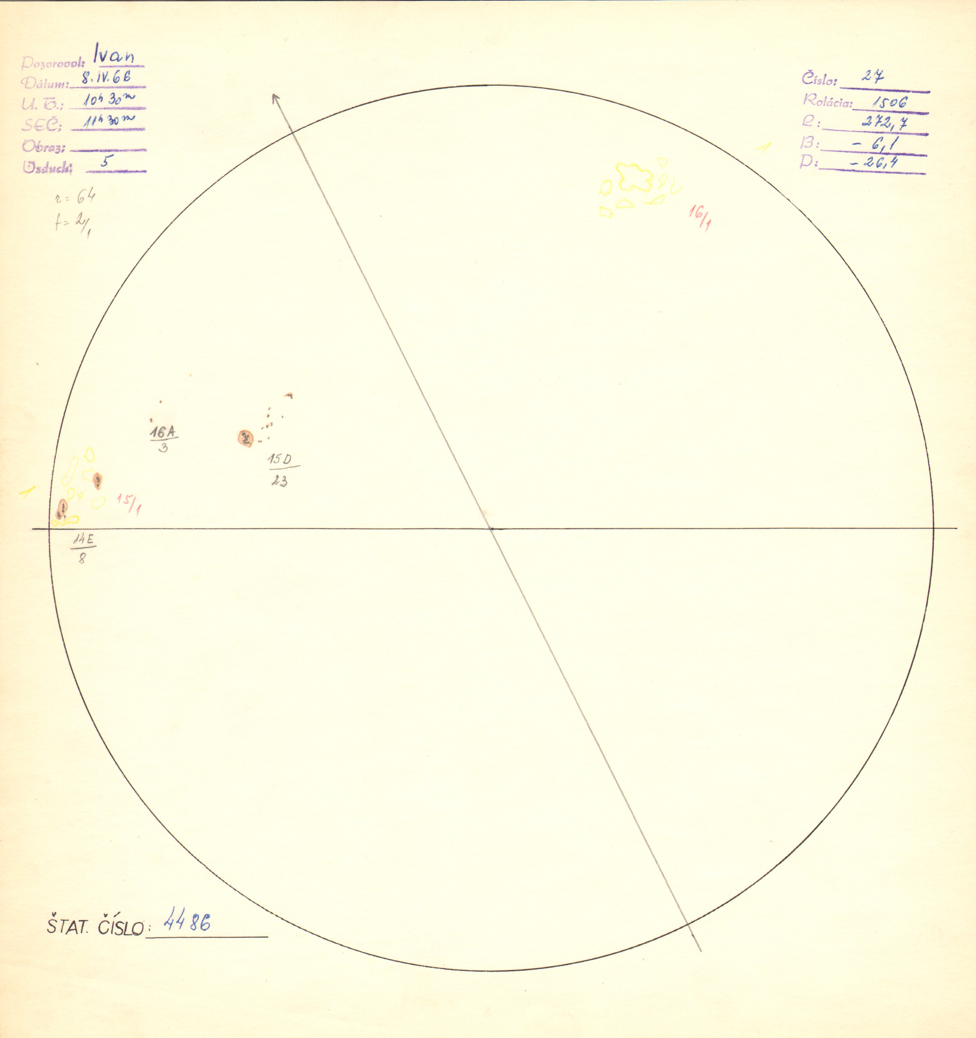 Obrázok zákresu Slnka na deň 08.04.1966