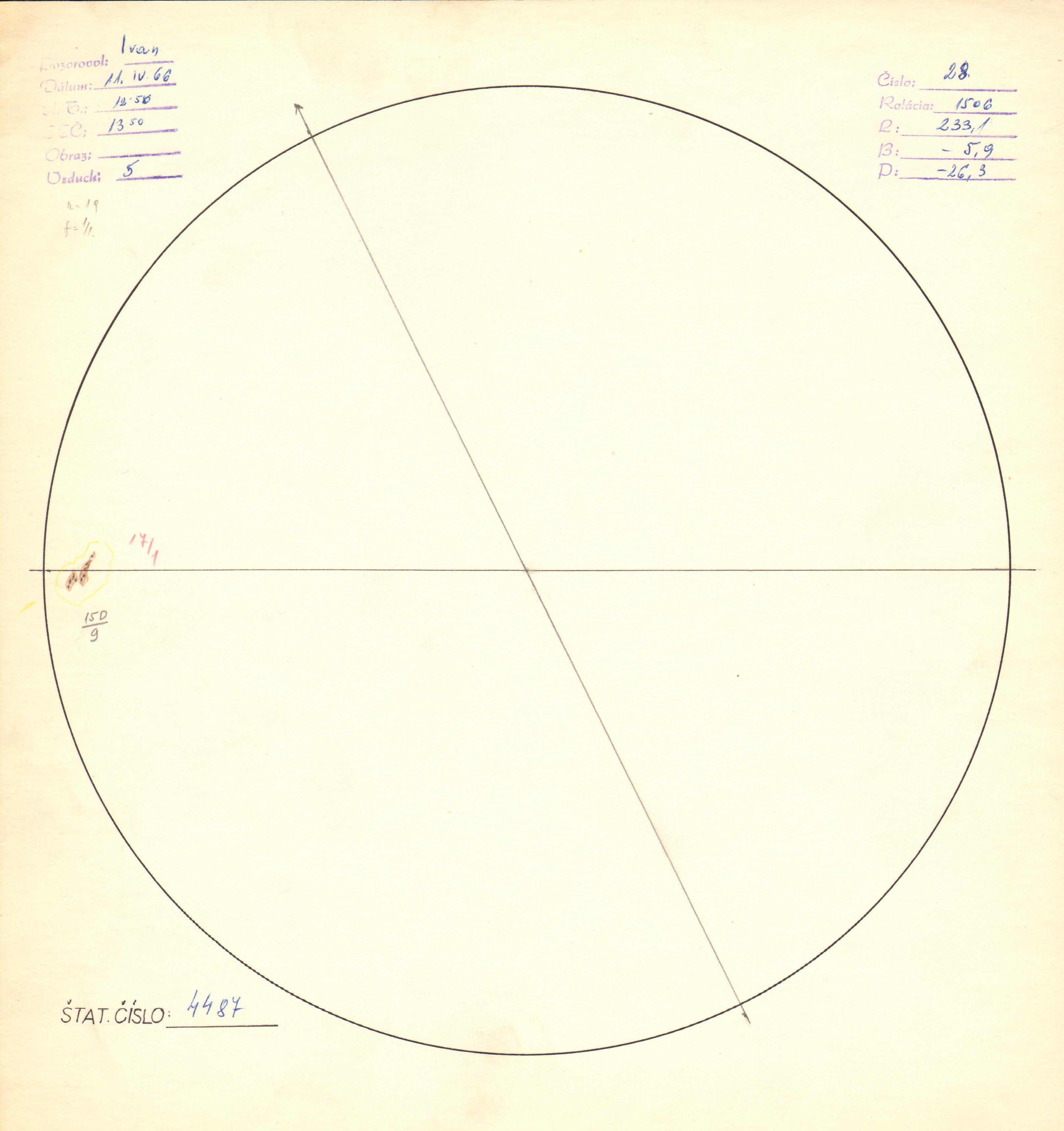 Obrázok zákresu Slnka na deň 11.04.1966