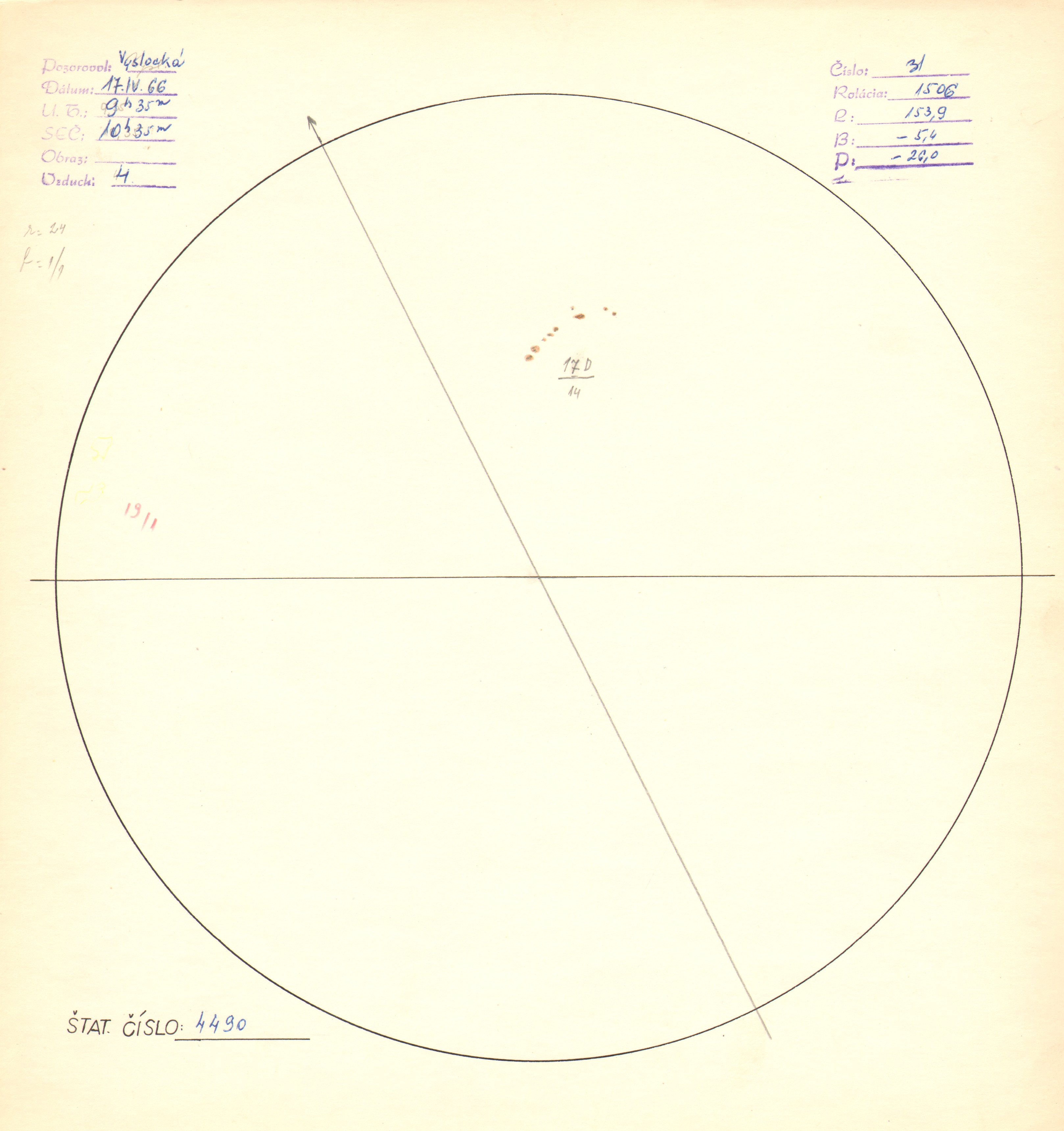 Obrázok zákresu Slnka na deň 17.04.1966