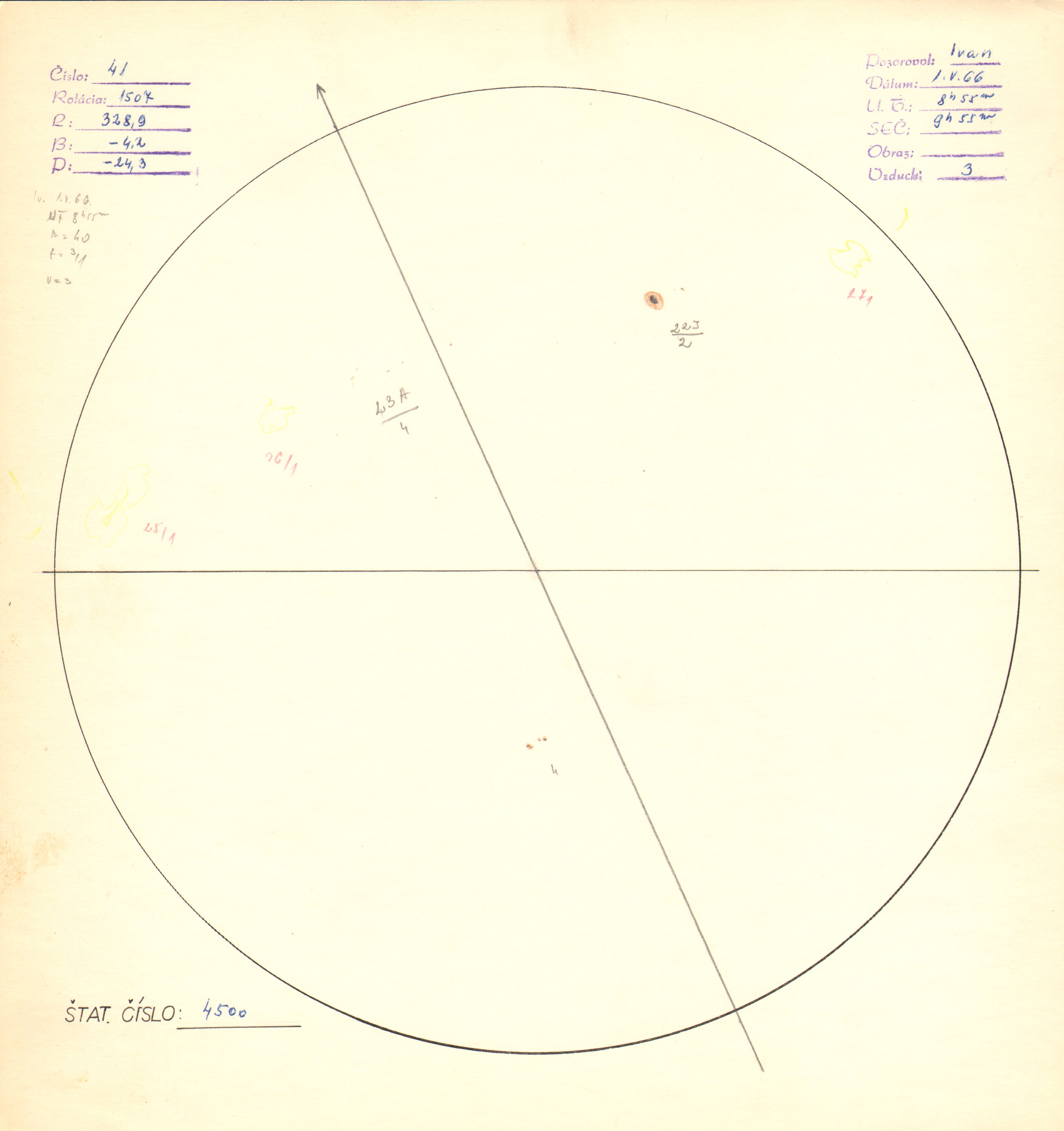 Obrázok zákresu Slnka na deň 01.05.1966