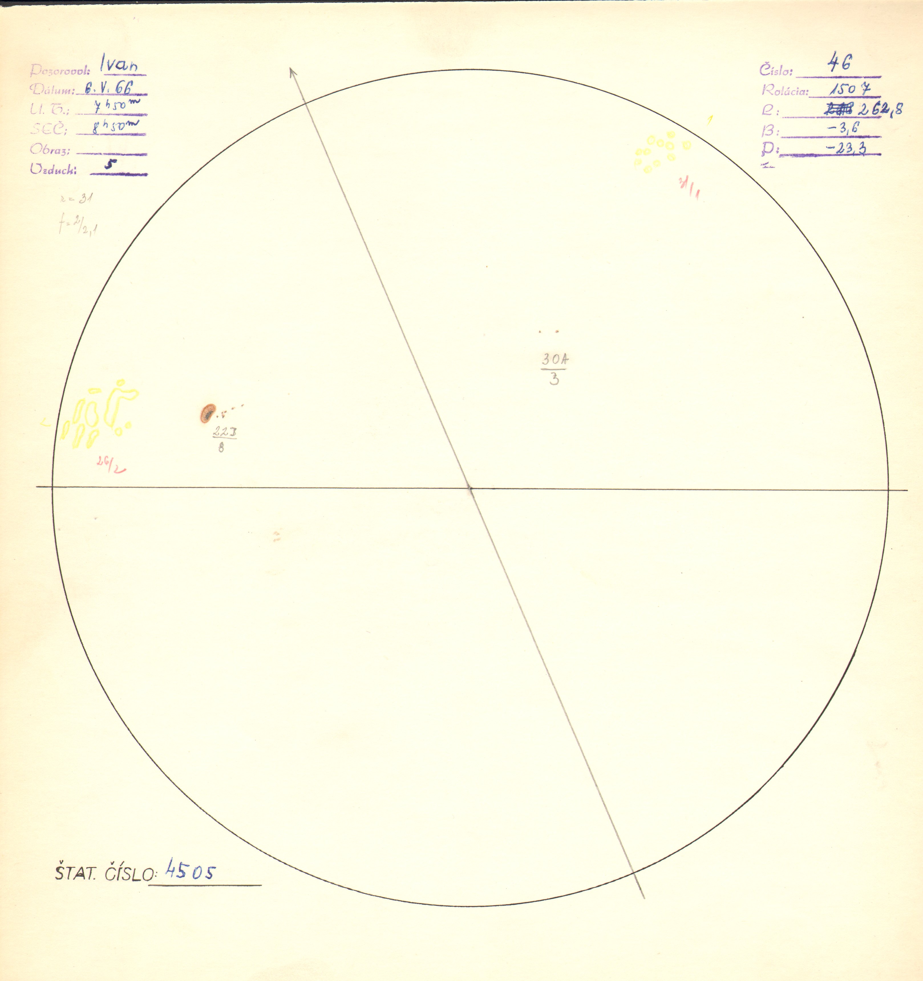 Obrázok zákresu Slnka na deň 06.05.1966
