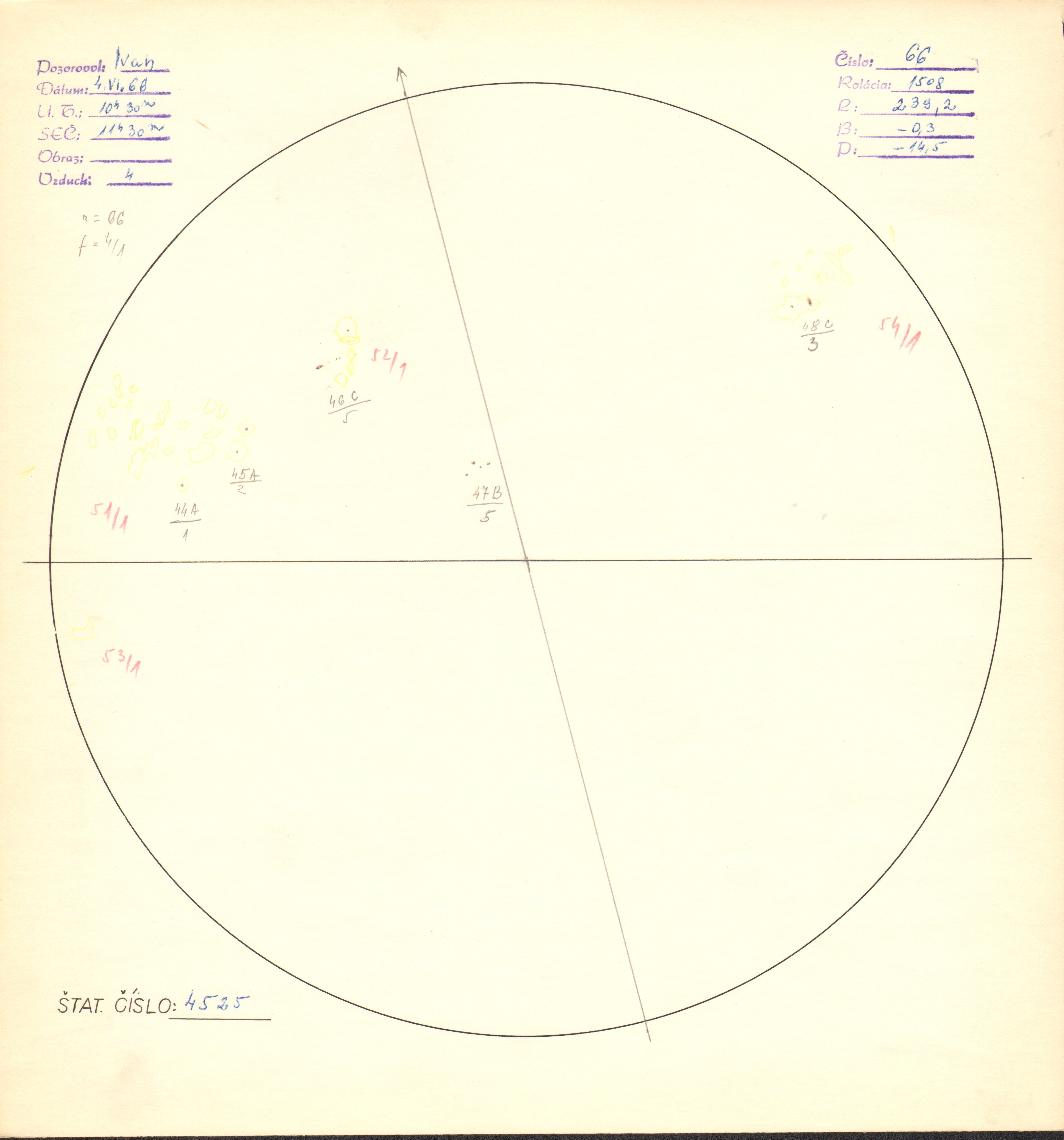 Obrázok zákresu Slnka na deň 04.06.1966