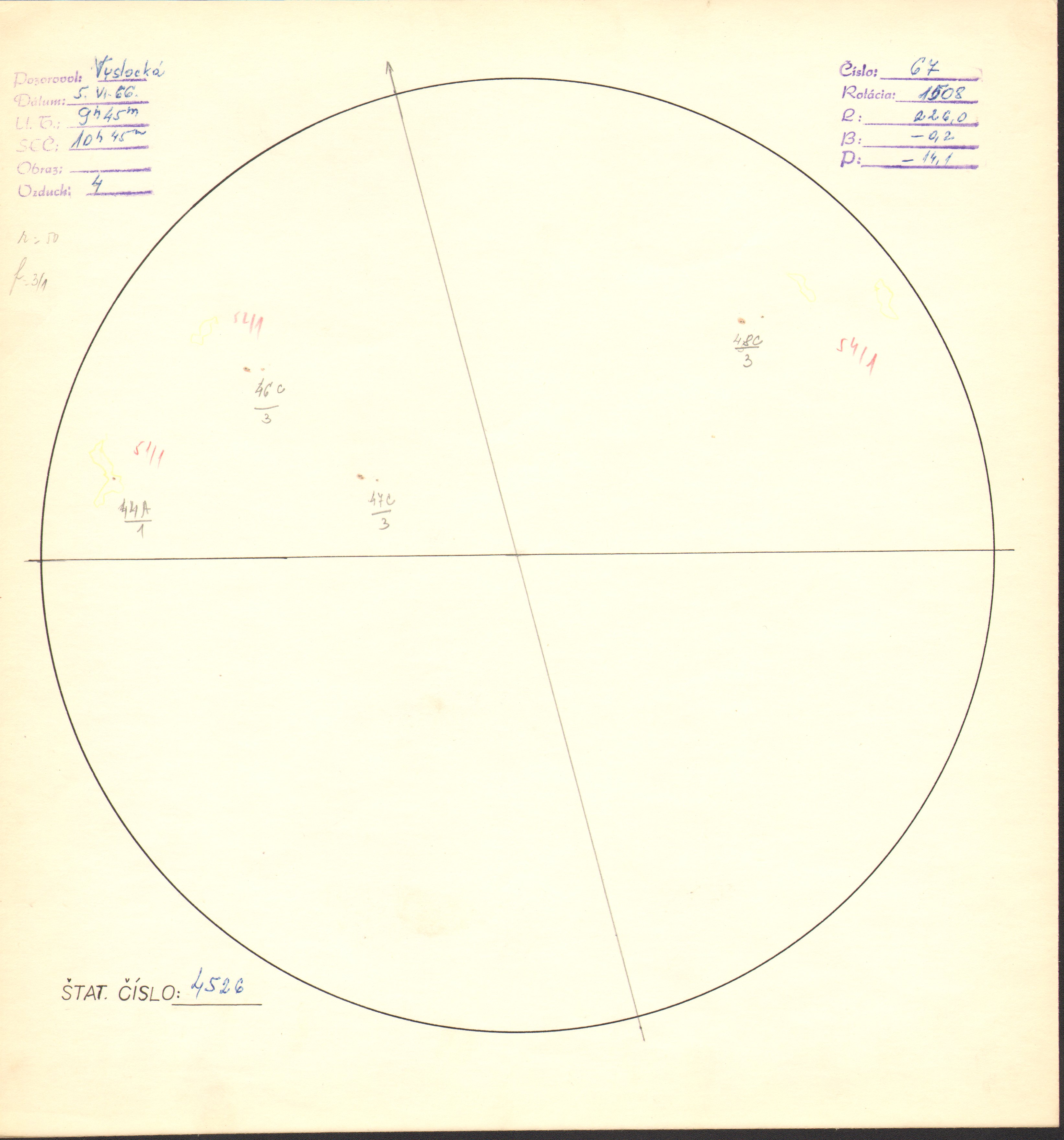 Obrázok zákresu Slnka na deň 05.06.1966
