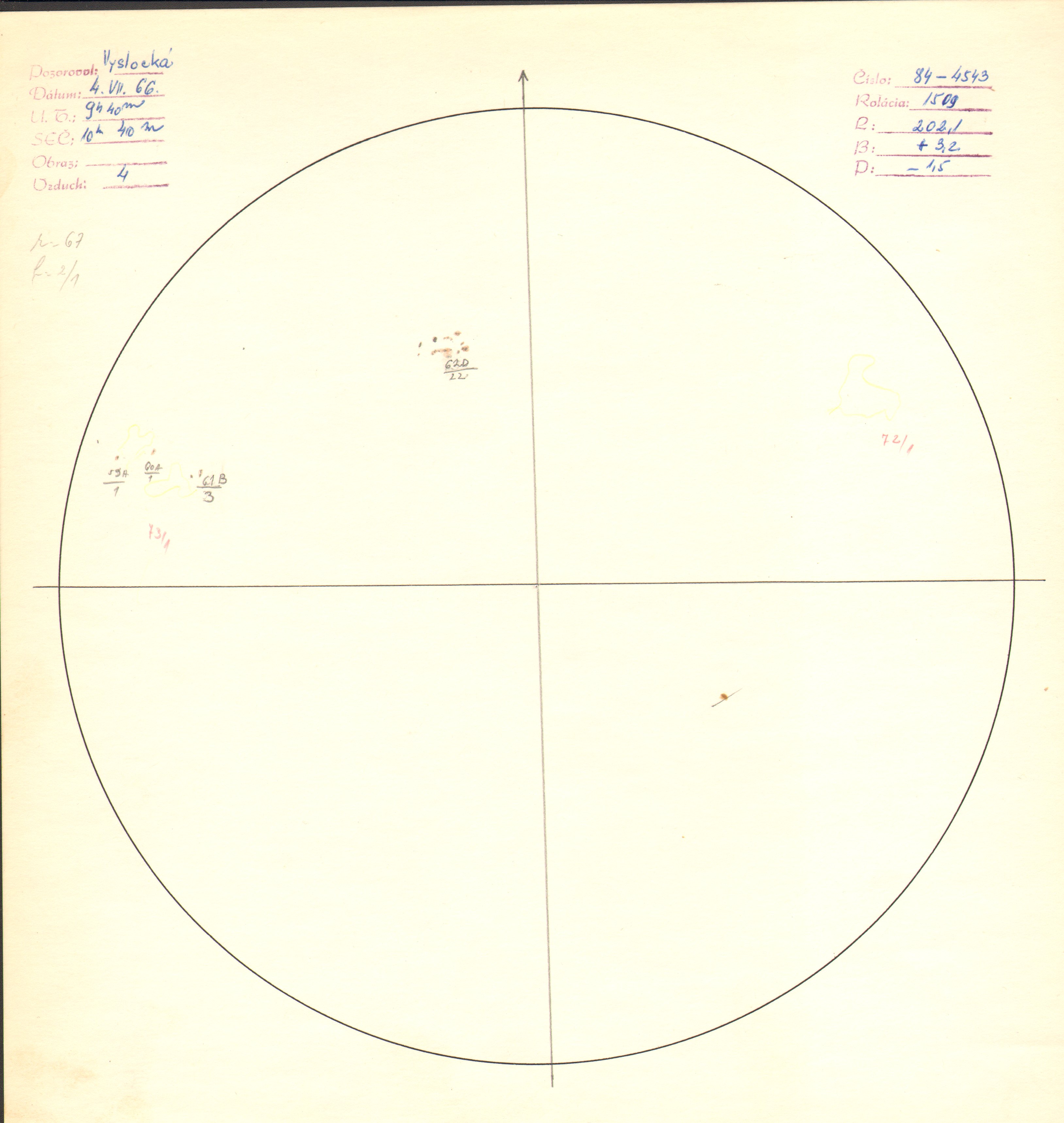 Obrázok zákresu Slnka na deň 04.07.1966
