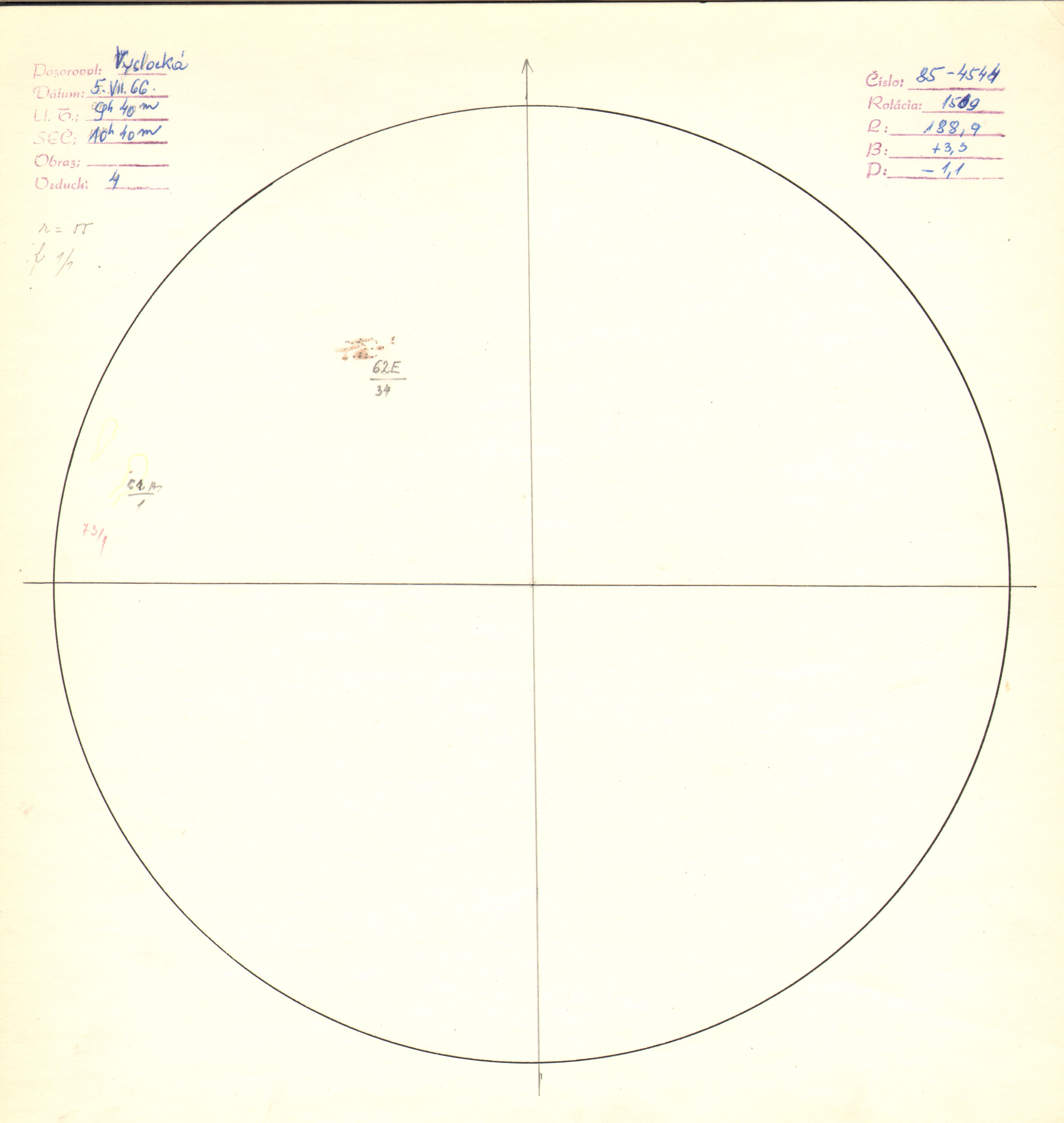 Obrázok zákresu Slnka na deň 05.07.1966