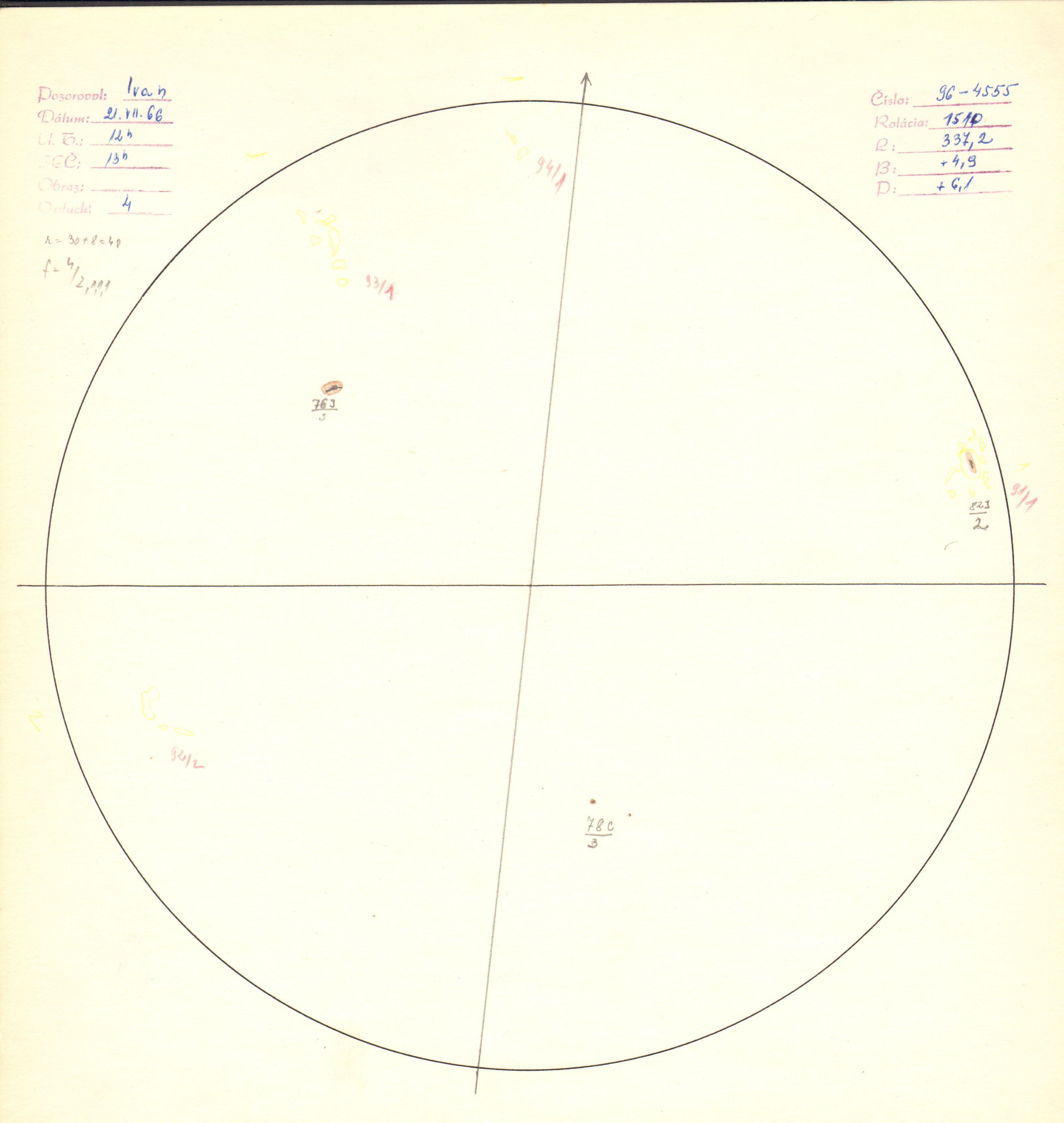 Obrázok zákresu Slnka na deň 21.07.1966
