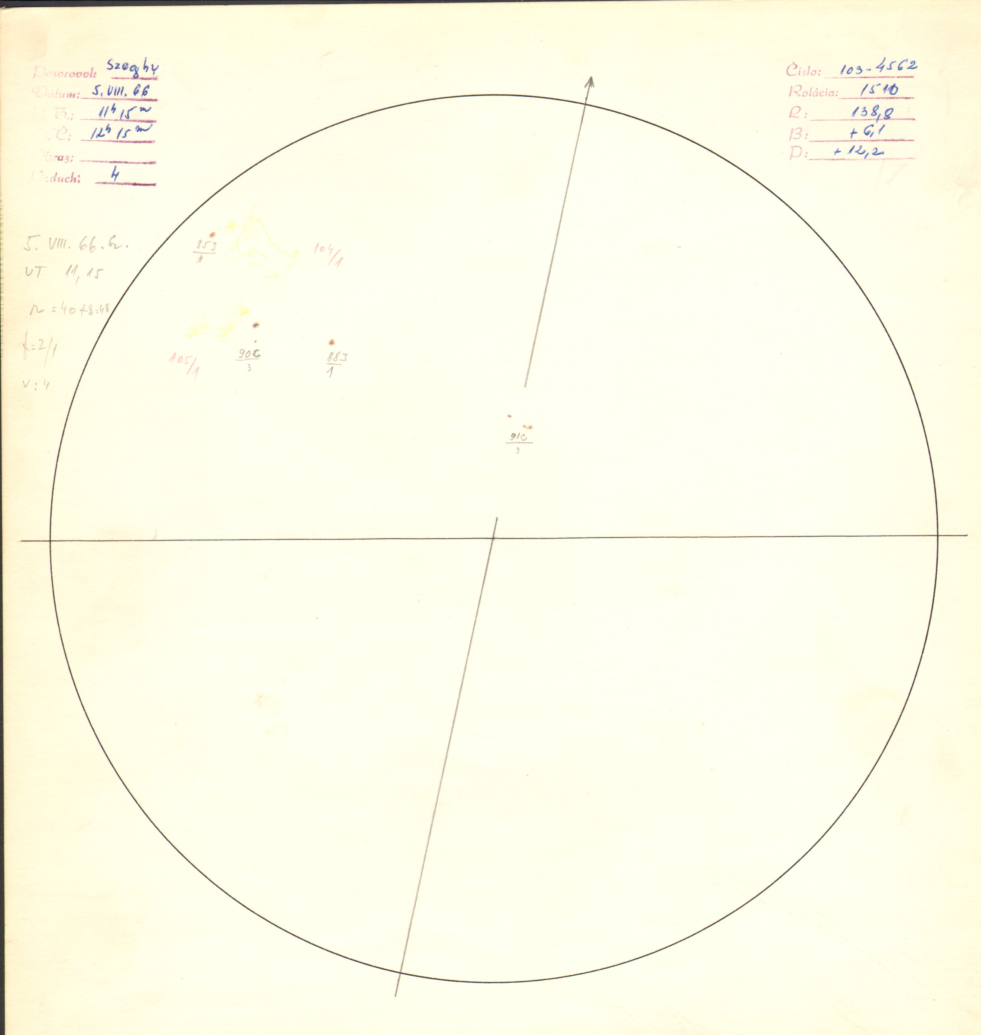Obrázok zákresu Slnka na deň 05.08.1966