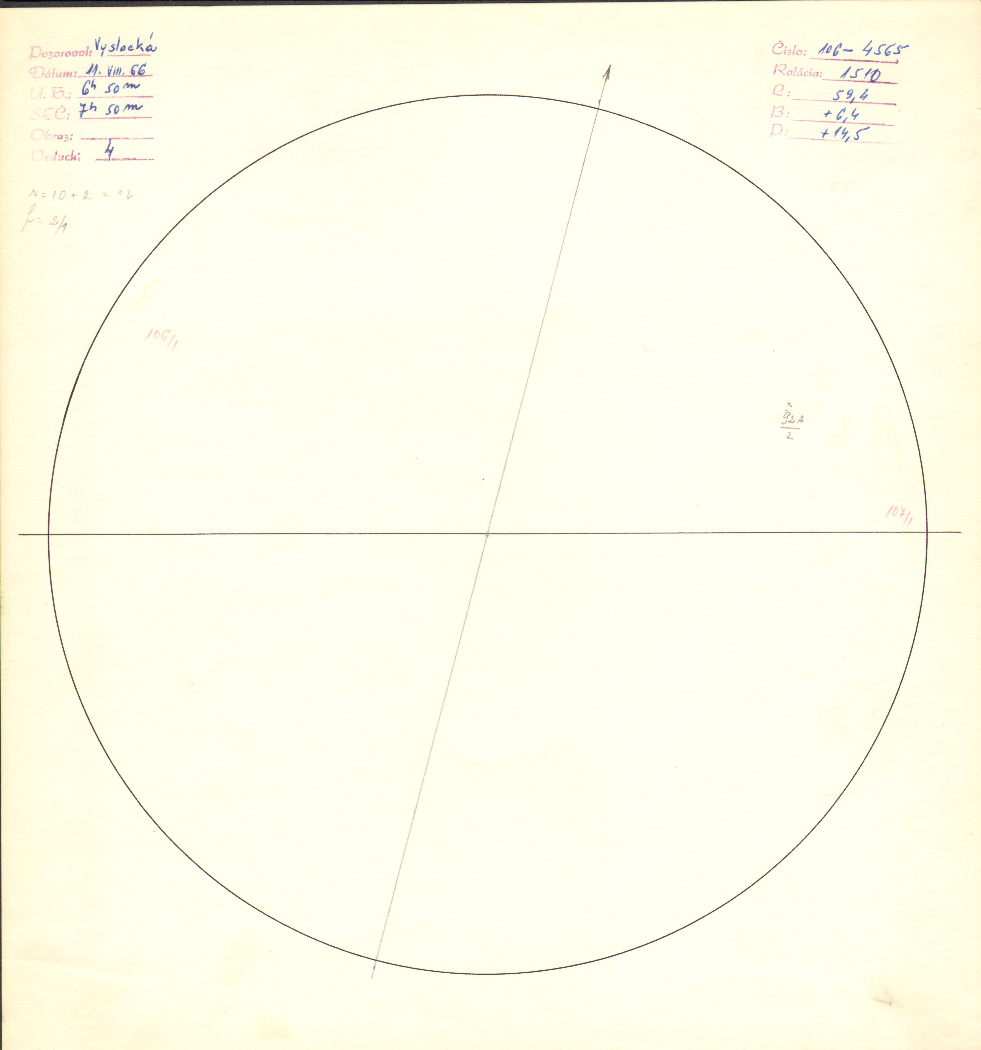 Obrázok zákresu Slnka na deň 11.08.1966