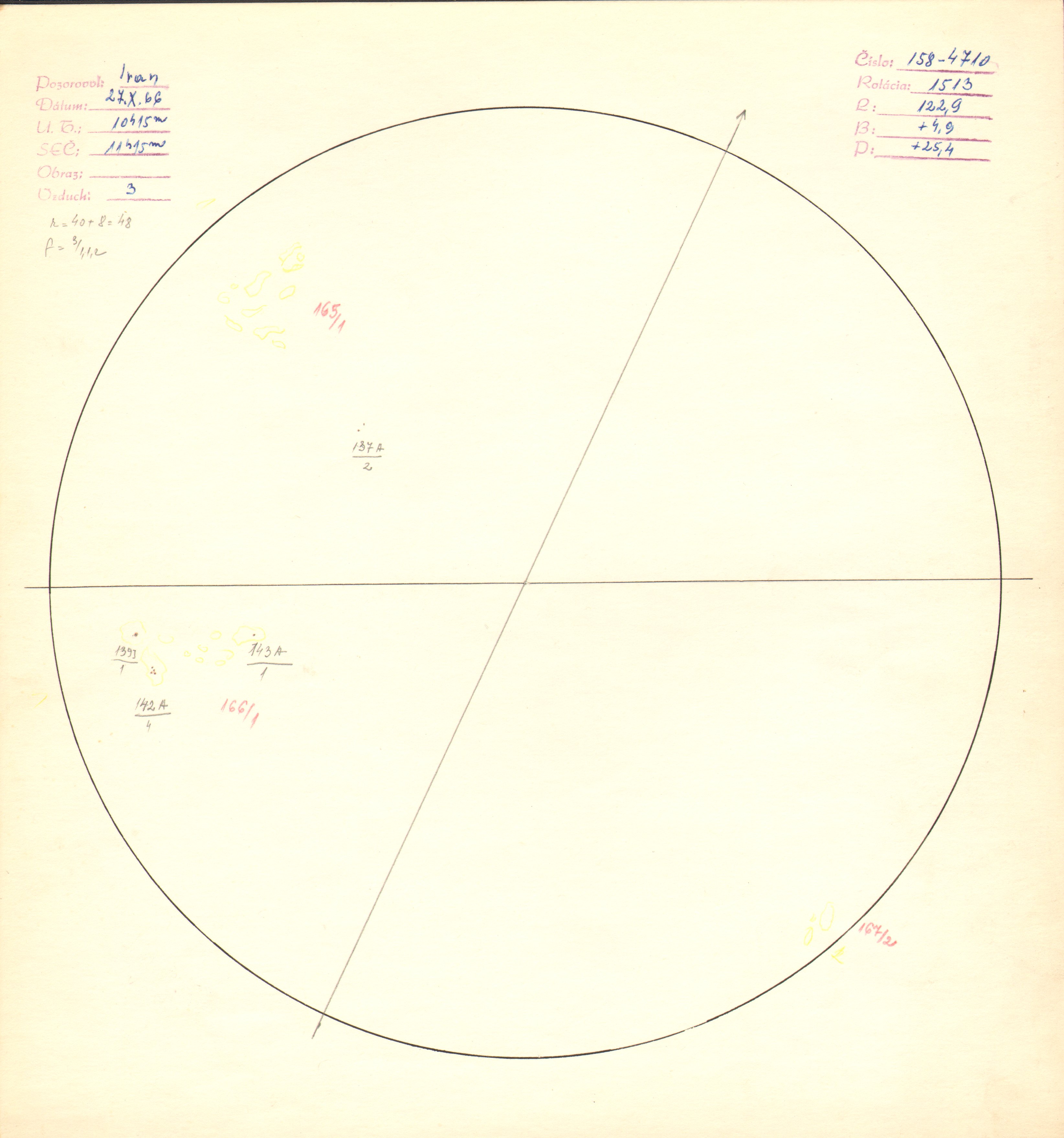 Obrázok zákresu Slnka na deň 27.10.1966