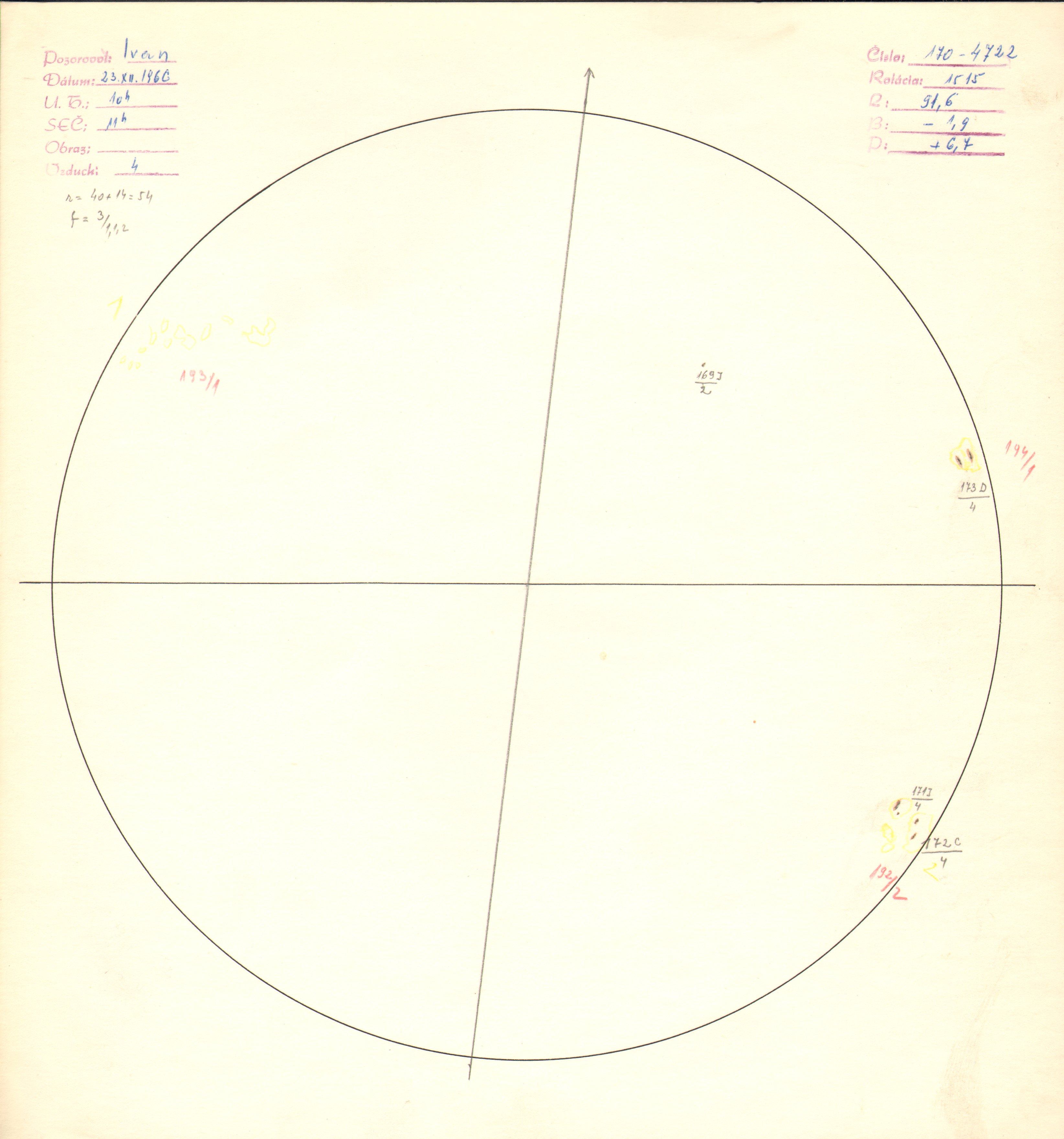 Obrázok zákresu Slnka na deň 23.12.1966