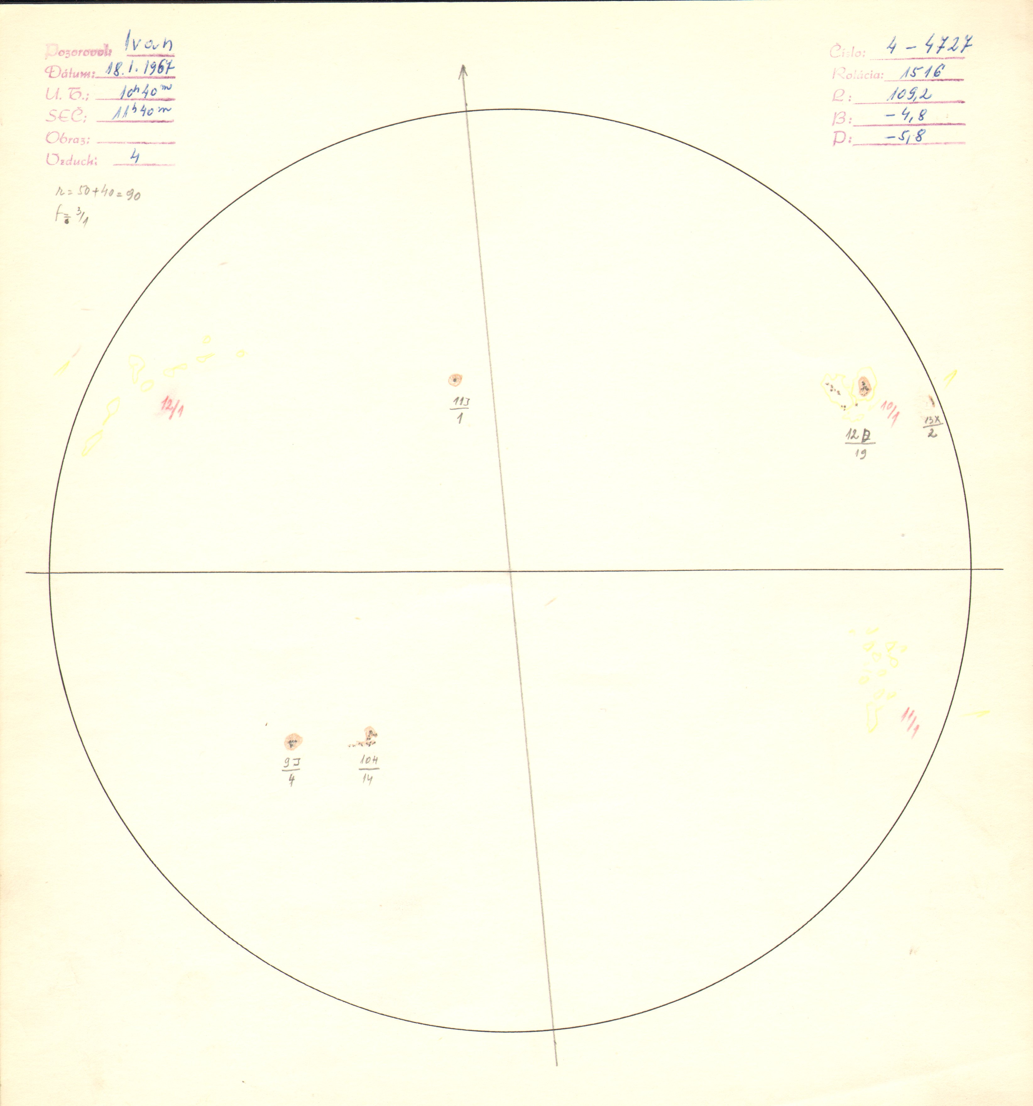 Obrázok zákresu Slnka na deň 18.01.1967