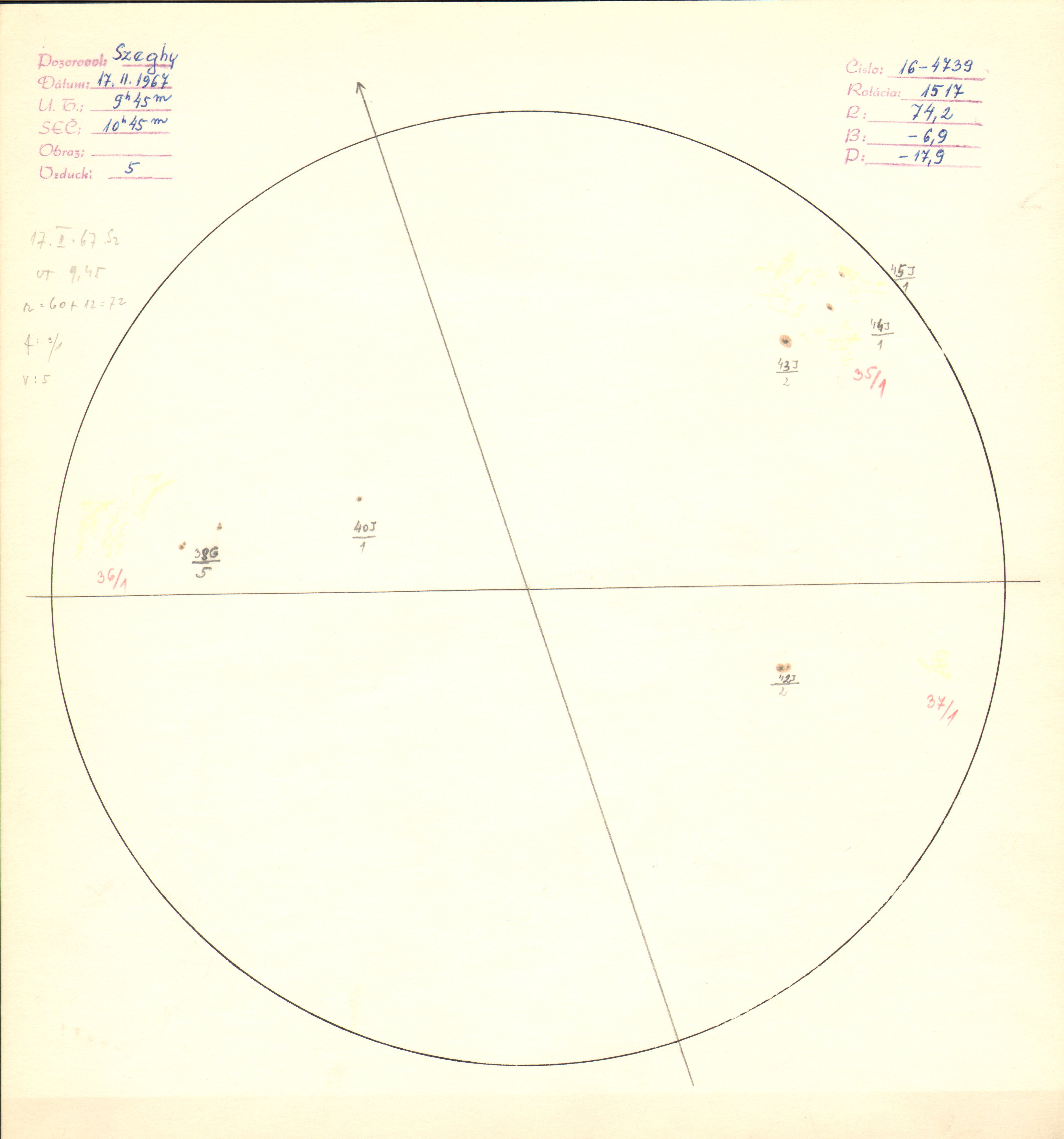 Obrázok zákresu Slnka na deň 17.02.1967