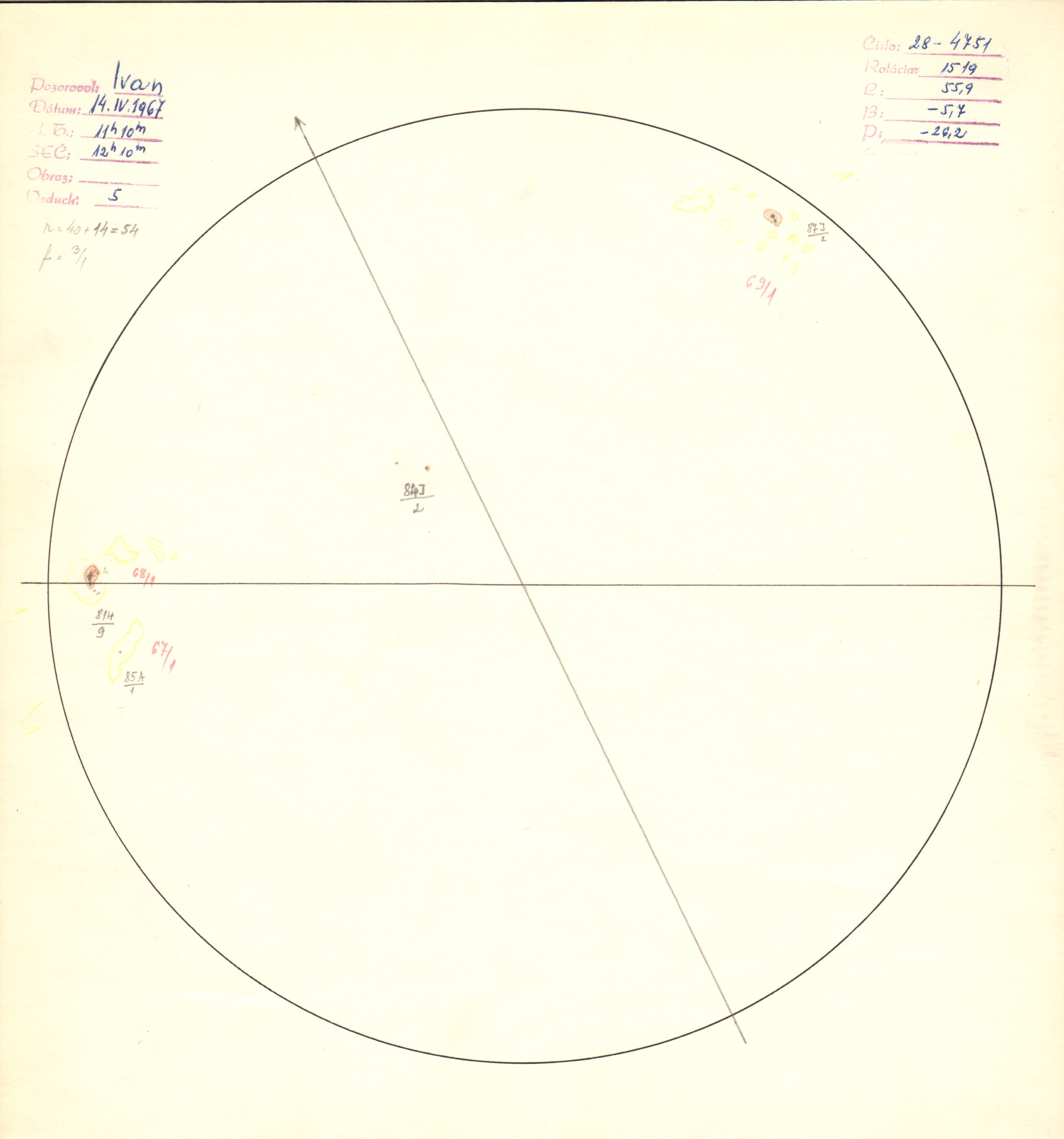 Obrázok zákresu Slnka na deň 14.04.1967