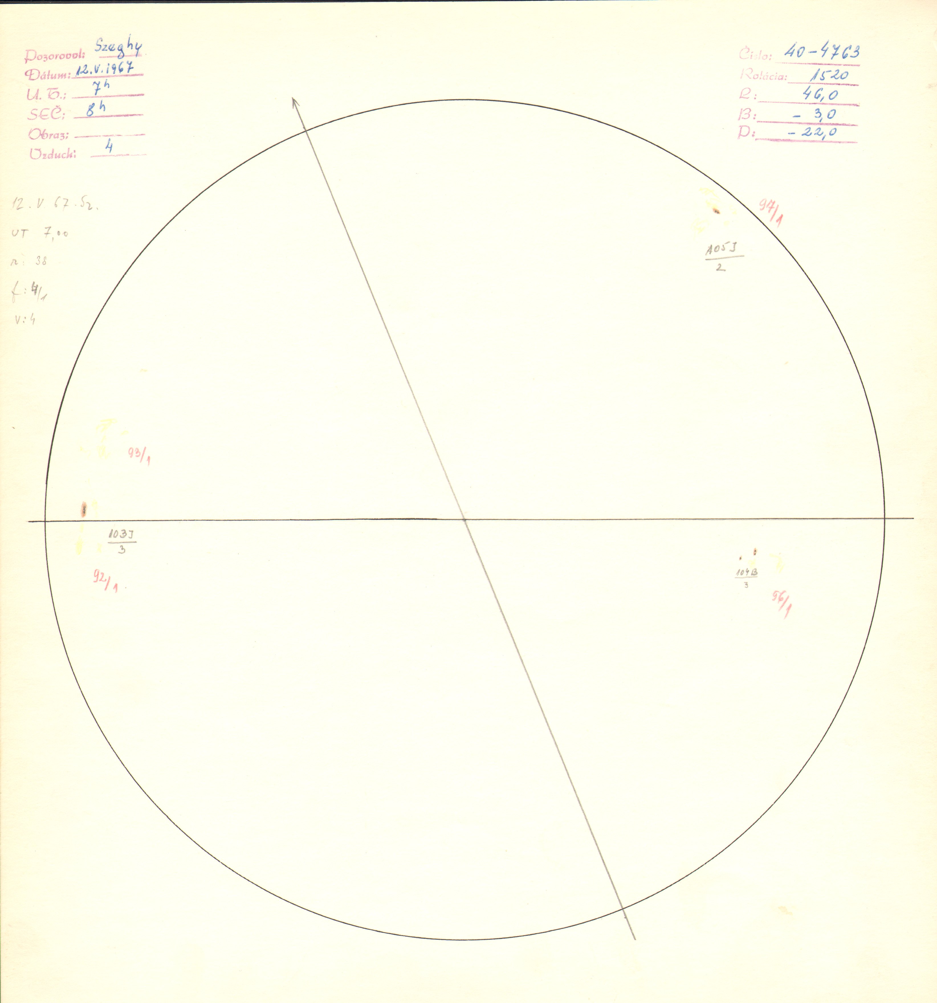 Obrázok zákresu Slnka na deň 12.05.1967